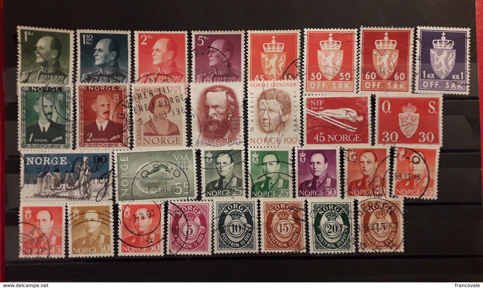 Norvegia Norge 1950 - 1979 Lot 30 Stamps Used King Olaf  Arms Postal Horn - Verzamelingen