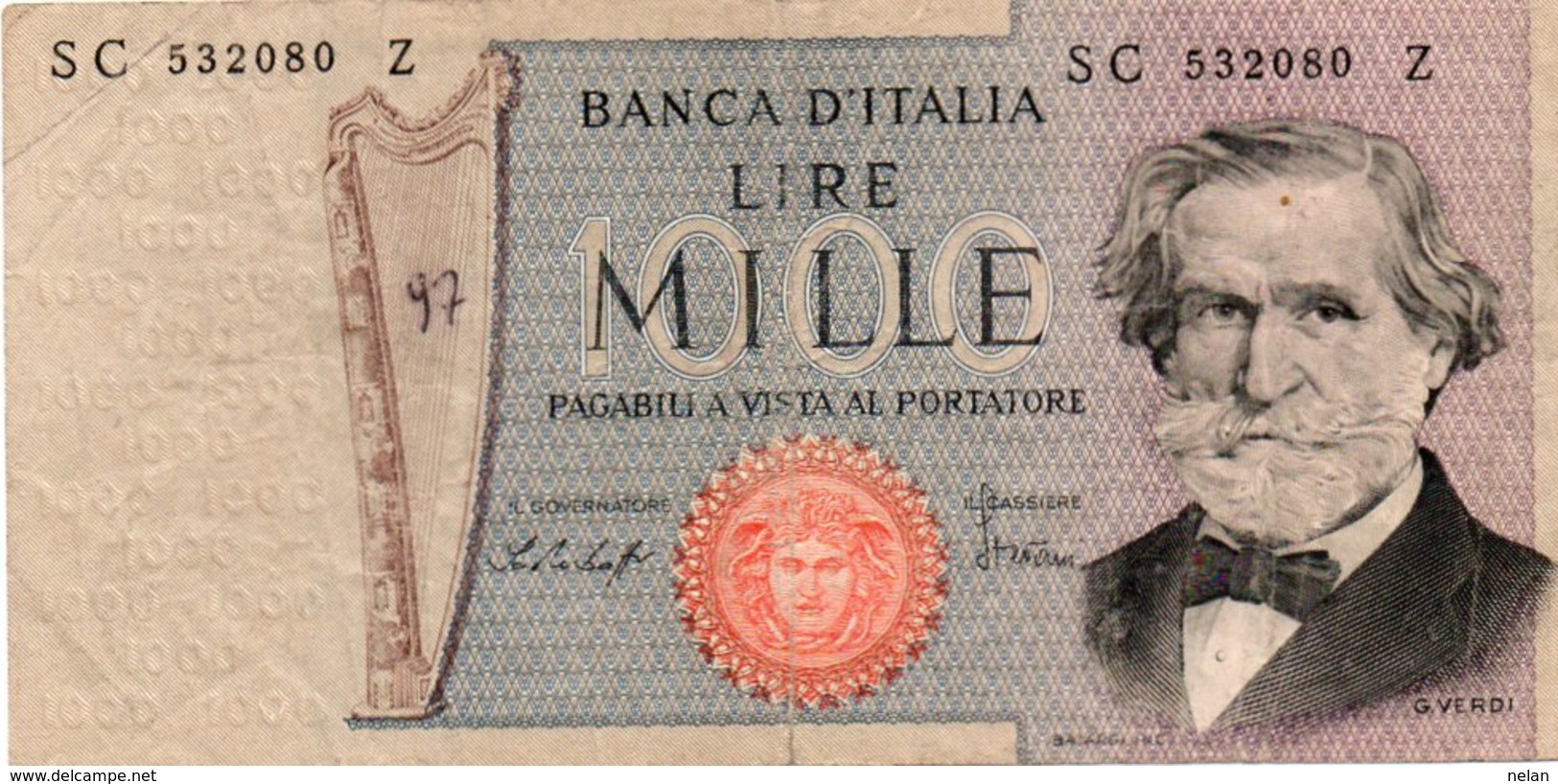 ITALIA  1000 LIRE -Firme: Baffi, Stevani - Stampa: Officina Della Banca D'Italia-Roma 1977 P-101e CIRCOLATA - 1000 Lire