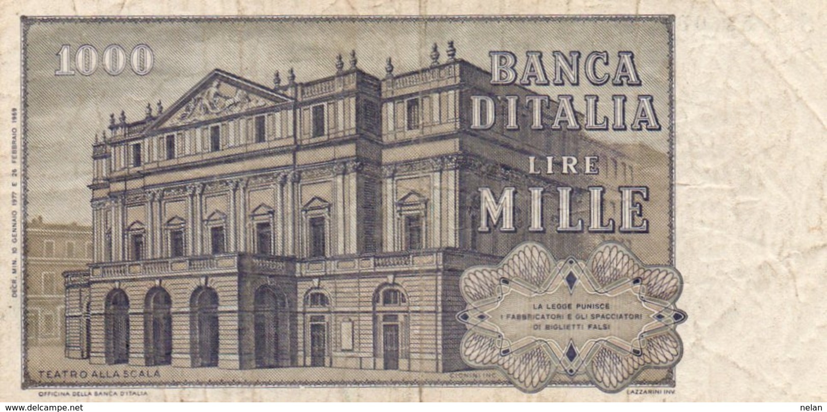 ITALIA  1000 LIRE -Firme: Baffi, Stevani - Stampa: Officina Della Banca D'Italia-Roma 1977 P-101e CIRCOLATA - 1.000 Lire