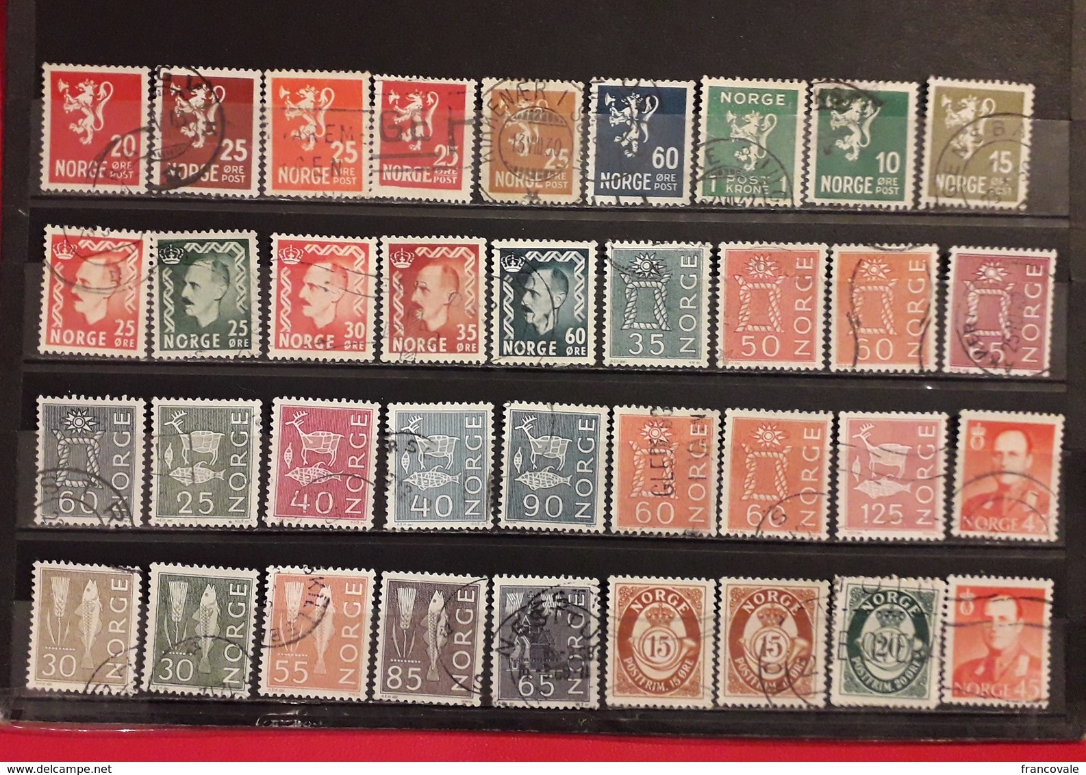 Norvegia Norge 1940 - 1978 Lot 36 Stamps Used Lions King Rope Fish Animals Postal Horn - Colecciones