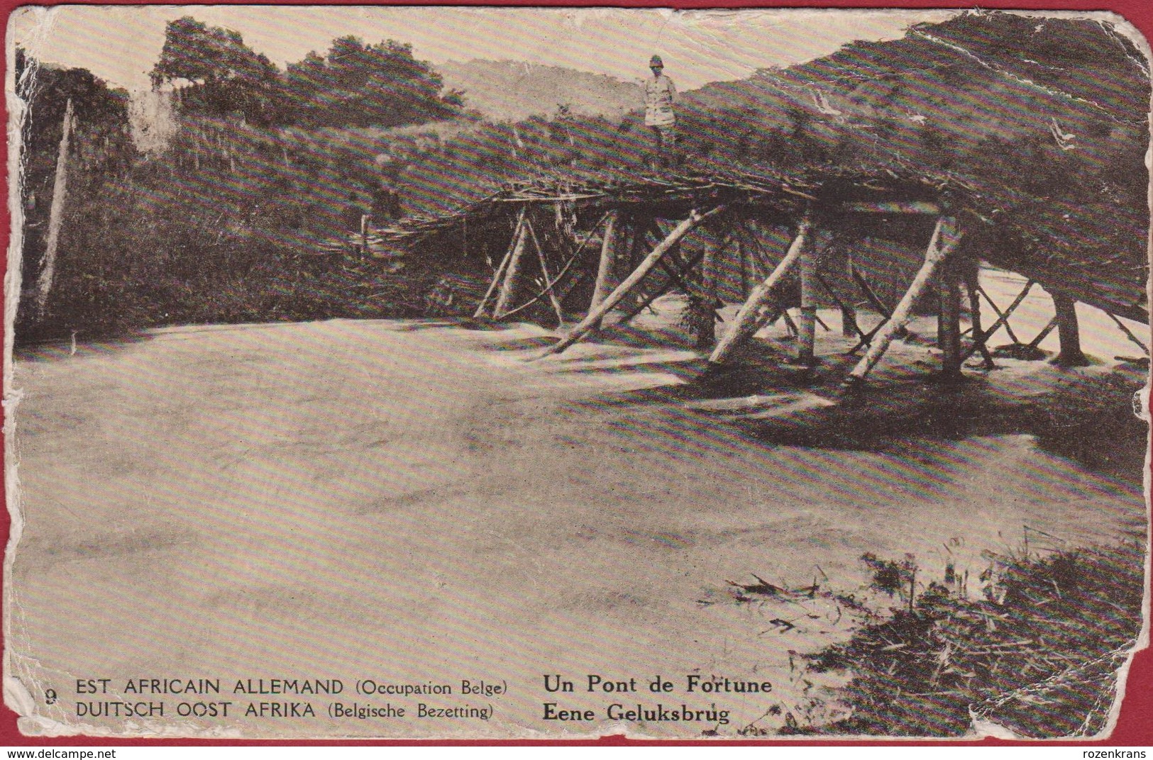 Un Pont Oblit. Kigoma 1918 Belgisch Congo Belge Surchargé Est Africain Allemand Occupation Entier Postal Postwaardestuk - Entiers Postaux