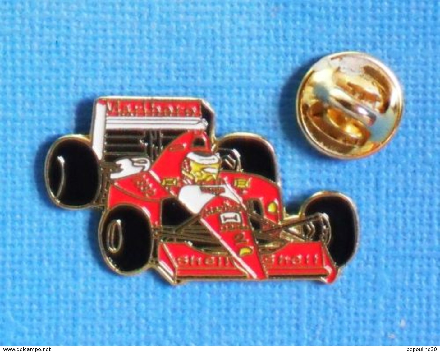 1 PIN'S //  ** FORMULE 1 / FERRARI 641 / PILOTE ALAIN PROST / 1992 ** . (G.L)