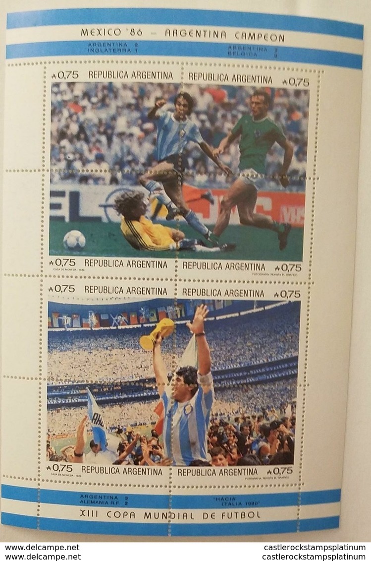 RO) 1986 ARGENTINA, 1986 WORLD CUP SOCCER CHAMPIONSHIPS - ACTION CLOSE UP - DIEGO MARADONA HOLDING SOCCER CUP, MNH ( May - Unused Stamps