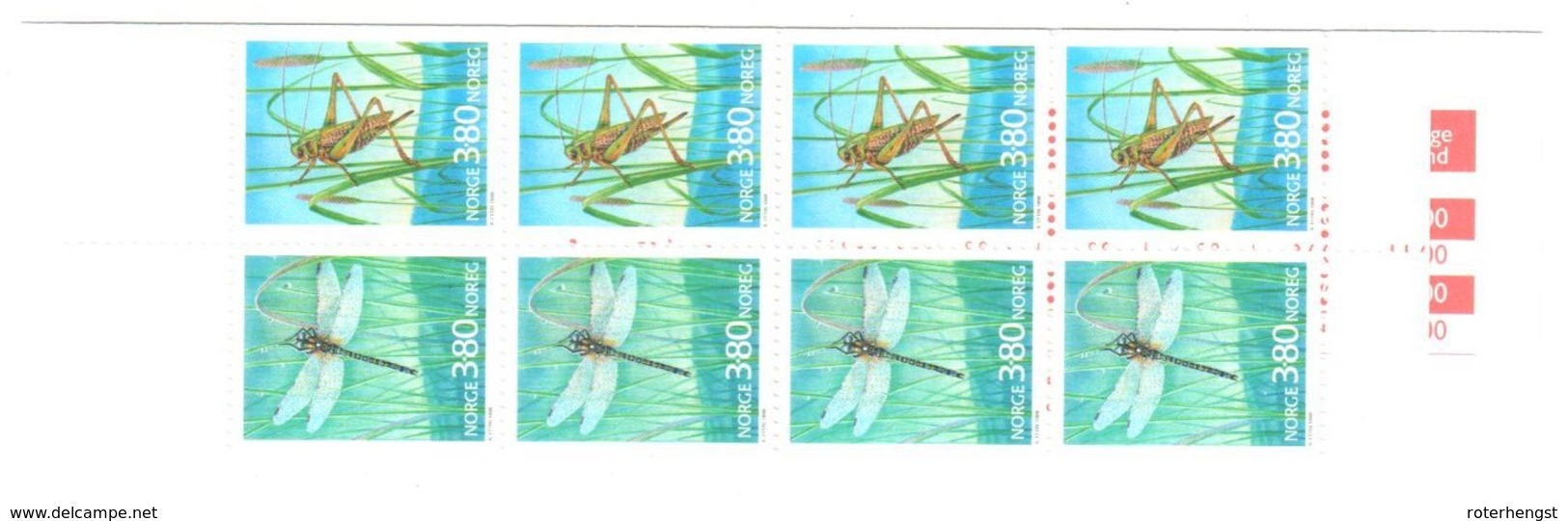 Norway Insects Booklet Mnh ** Grashopper And Dragonfly - Sonstige & Ohne Zuordnung