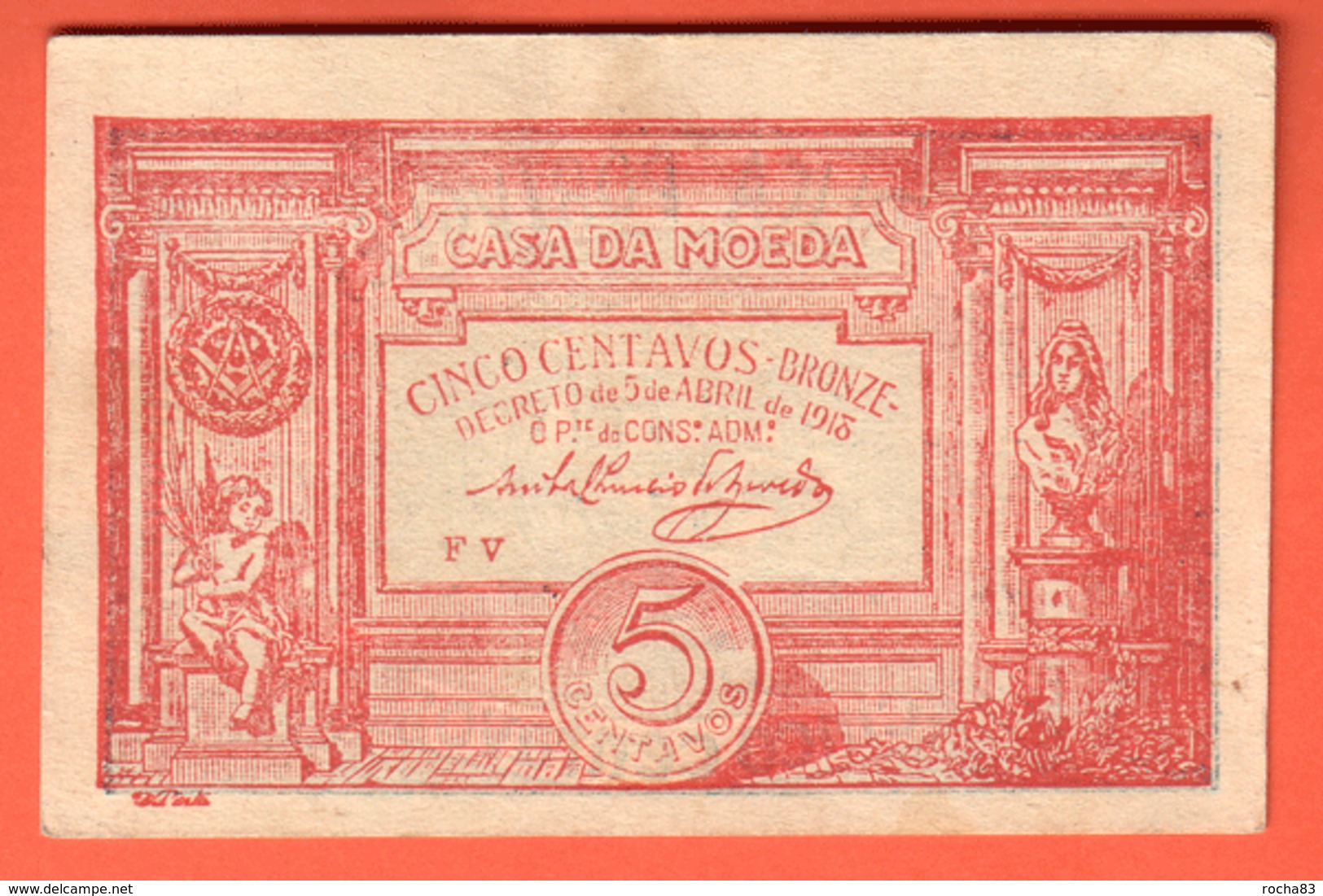 PORTUGAL - Casa Da Moeda 5 Centavos Du 05 04 1918 - Pick 98 NEUF - Portugal