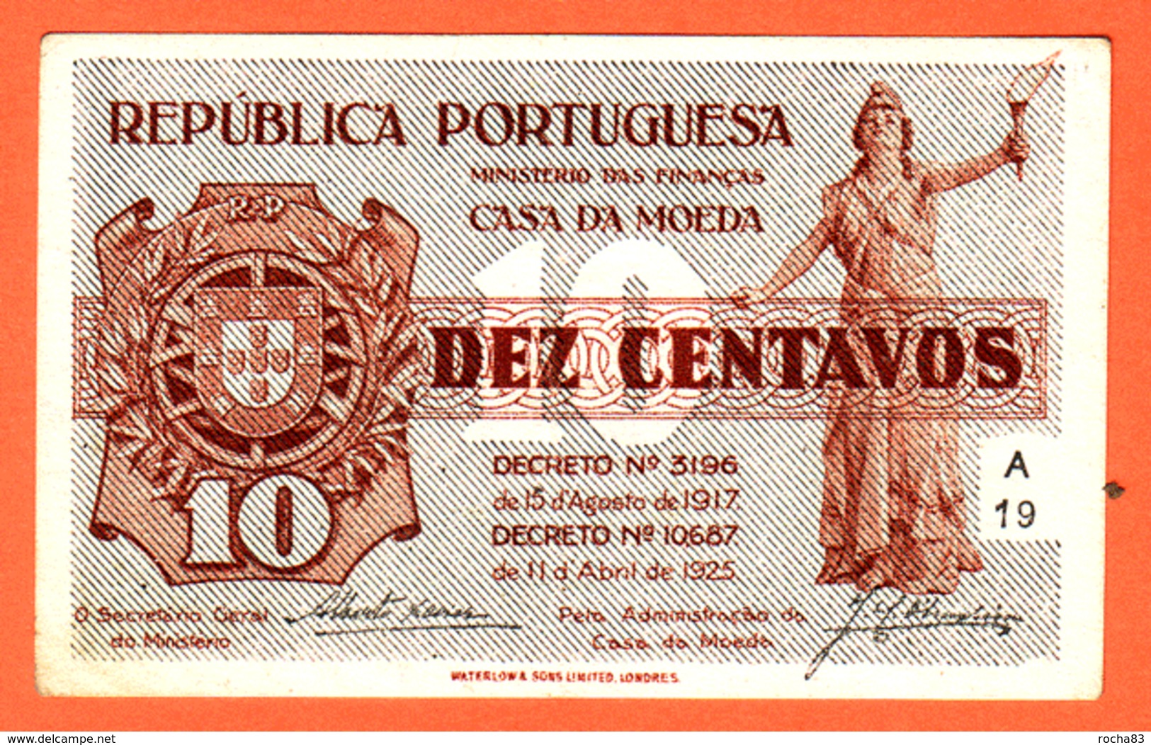 PORTUGAL - Casa Da Moeda 10 Centavos Du 11 04 1925 - Pick 101 XF - Portugal