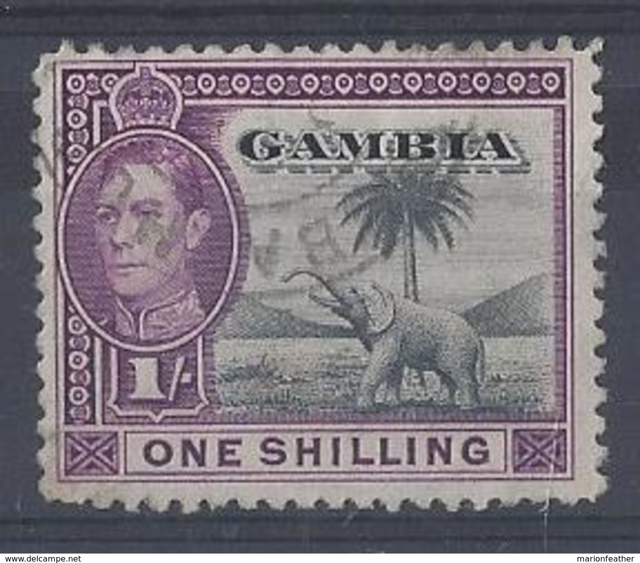 GAMBIA.......KING GEORGE VI.(1936-52).....1/-......SG156.....CDS.....VFU... - Gambia (...-1964)