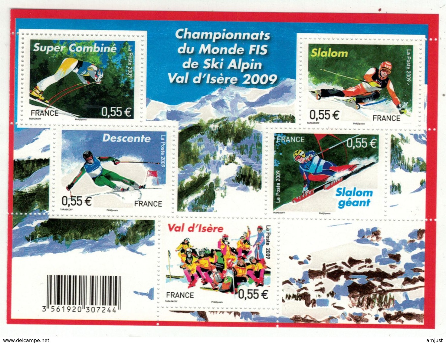 France // Blocs & Feuillet // 2009 // Ski,Championnat Du Monde à Val D'Isère Bloc-feuillet Neuf ** MNH No.F4329 - Mint/Hinged