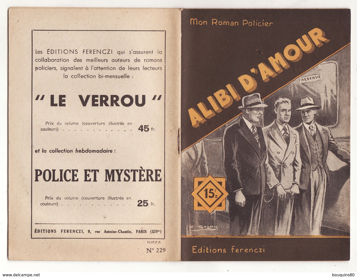 MON ROMAN POLICIER N°229 ALIBI D'AMOUR De R. LORTAC 1952 Ferenczi - Ferenczi