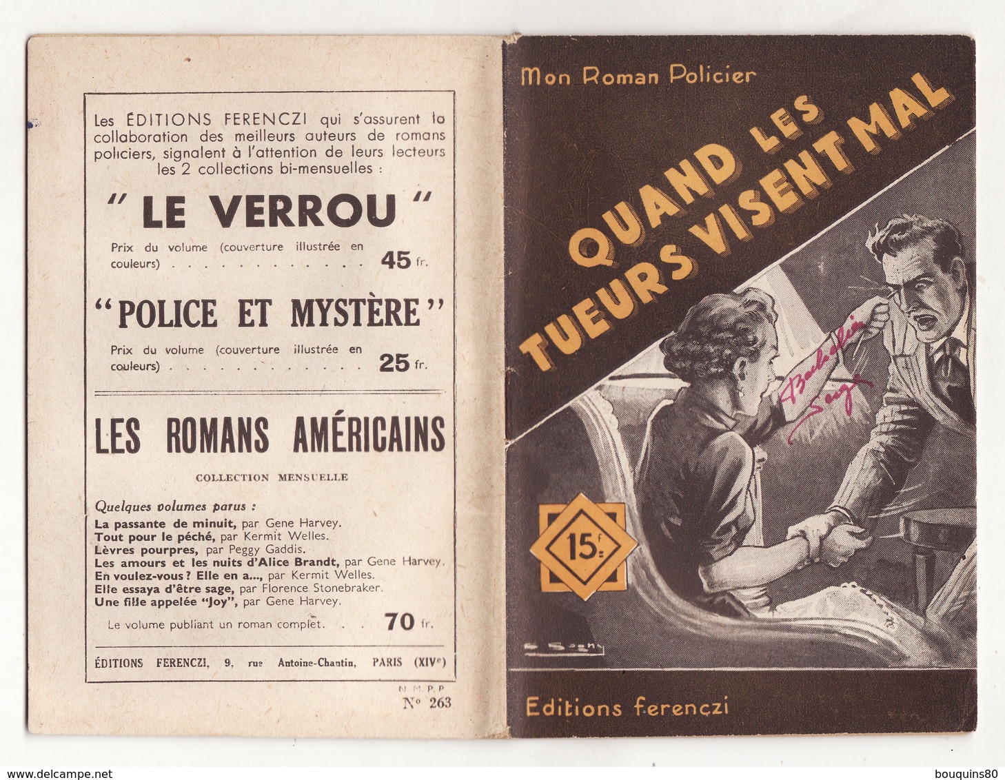 MON ROMAN POLICIER N°263 QUAND LES TUEURS VISENT MAL De PAUL TOSSEL 1953 Ferenczi - Ferenczi