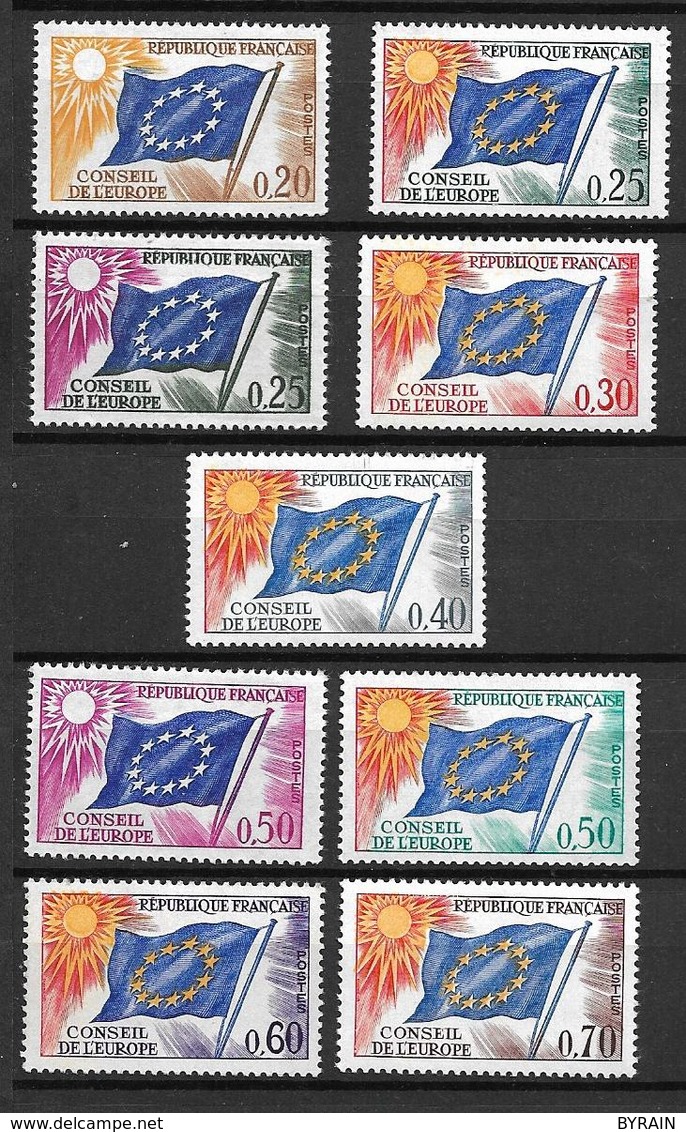 FRANCE 1963/71   CONSEIL DE L'EUROPE Série De 9 Valeurs N° 27 à 35 NEUFS - Neufs