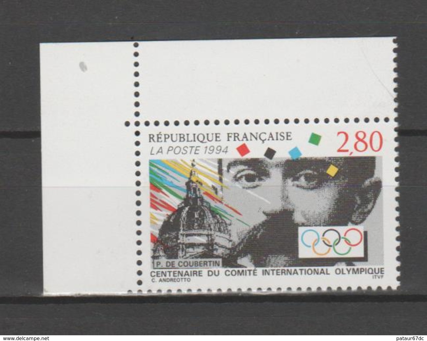 FRANCE / 1994 / Y&T N° 2889 ** : CIO / Pierre De Coubertin X 1 CdF Sup G - Neufs