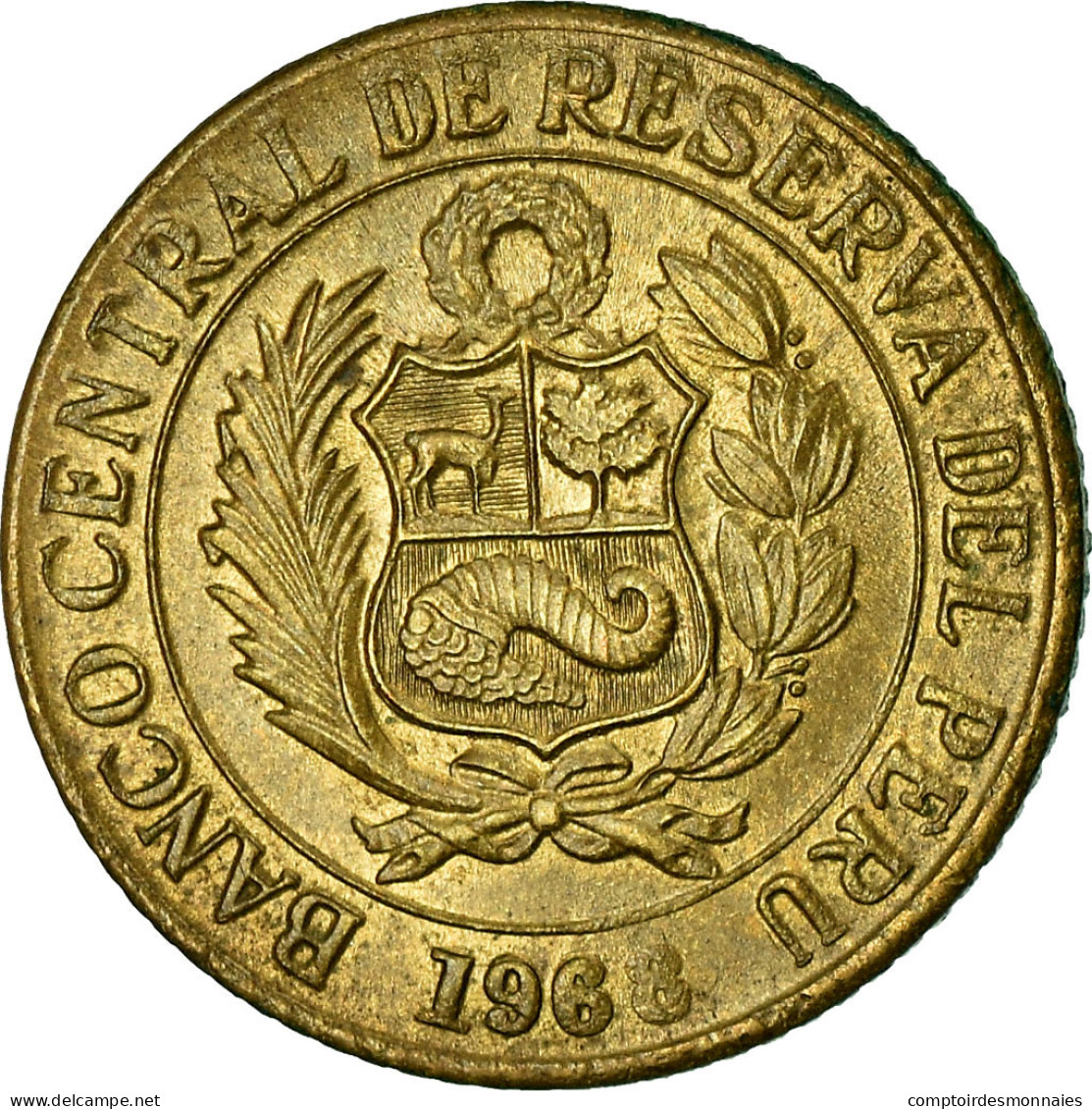 Monnaie, Pérou, 10 Centavos, 1968, TB+, Laiton, KM:245.2 - Pérou