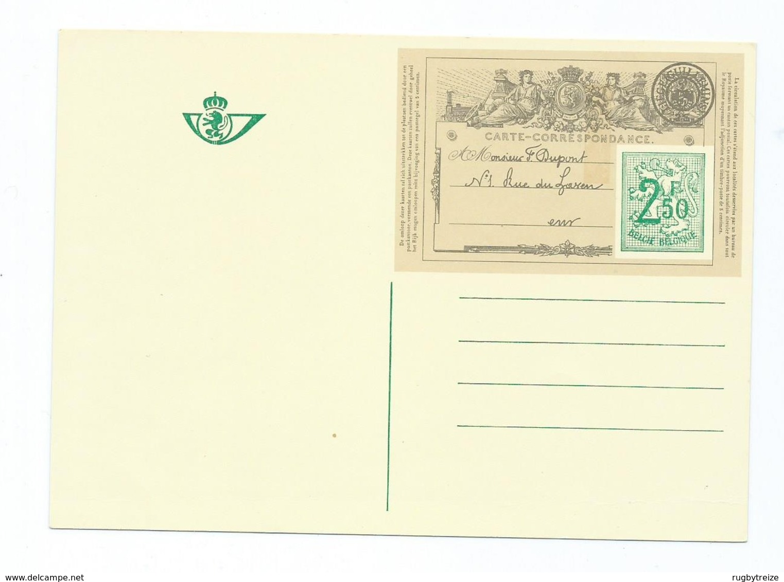 3273 - Carte Correspondance - CARTE CORRESPONDANCE NEUVE ENTIER POSTAL Réplique Belgique - Letter-Cards