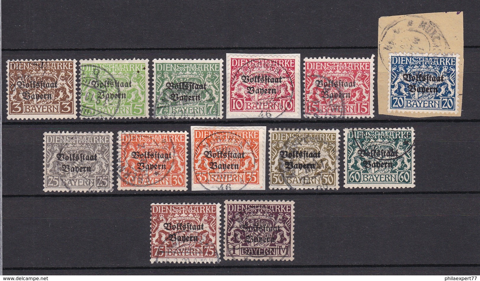 Bayern - 1919 - Dienstmarken - Michel Nr. 30/42  - Gest. - 70 Euro - Andere & Zonder Classificatie