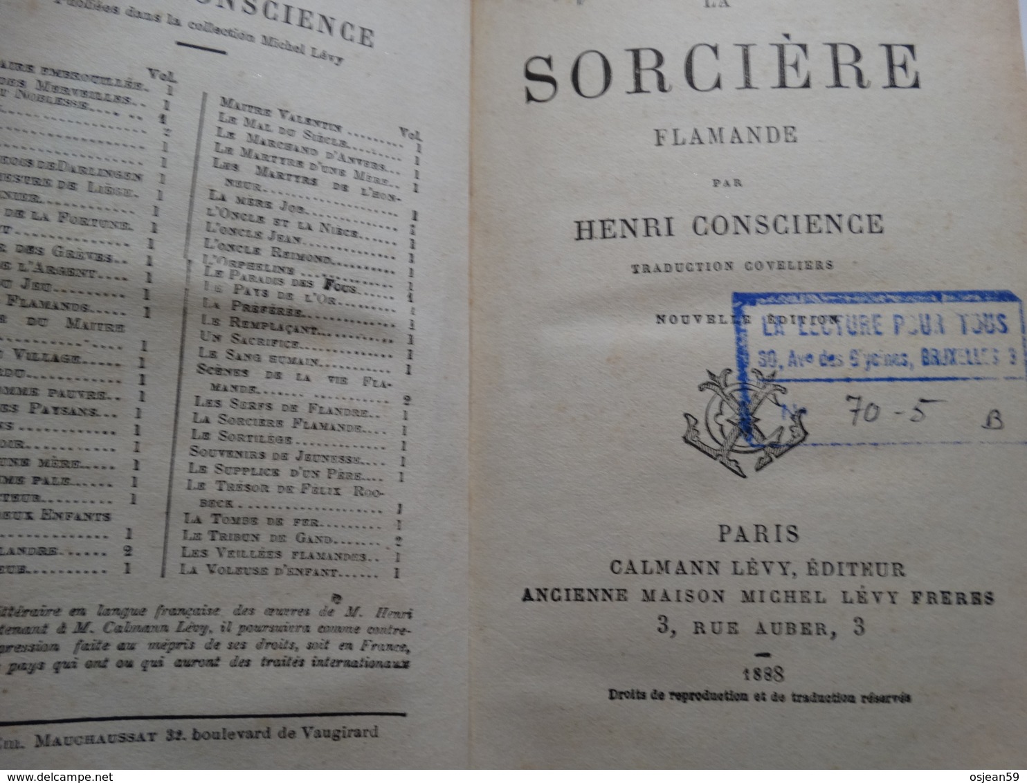 Henri Conscience - La Sorcière Flamande - Année 1888 - 246 Pages. Etat : Voir Scan. - Belgique