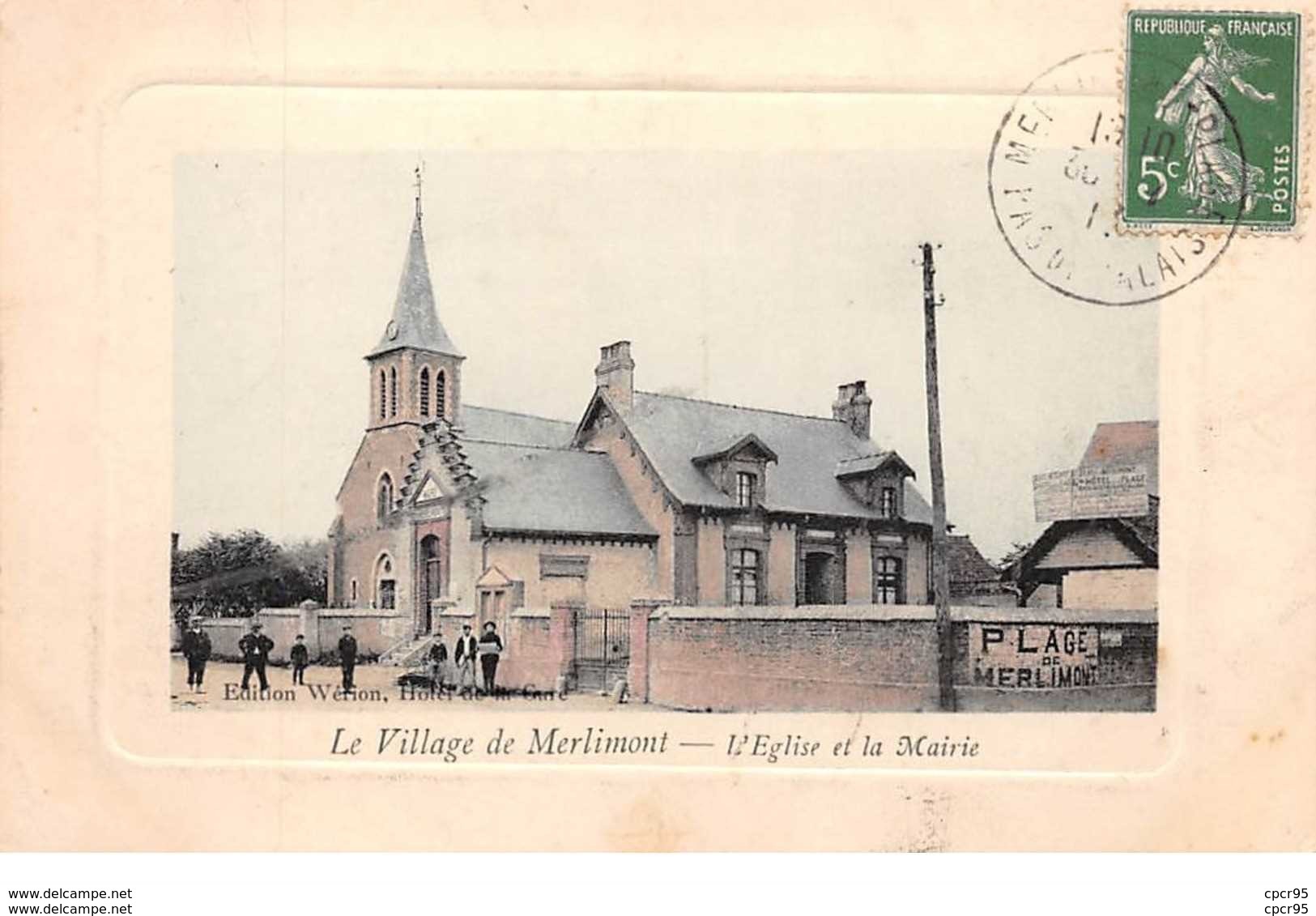 62.n°57275.merlimont.village.l'eglise Et La Mairie - Autres & Non Classés