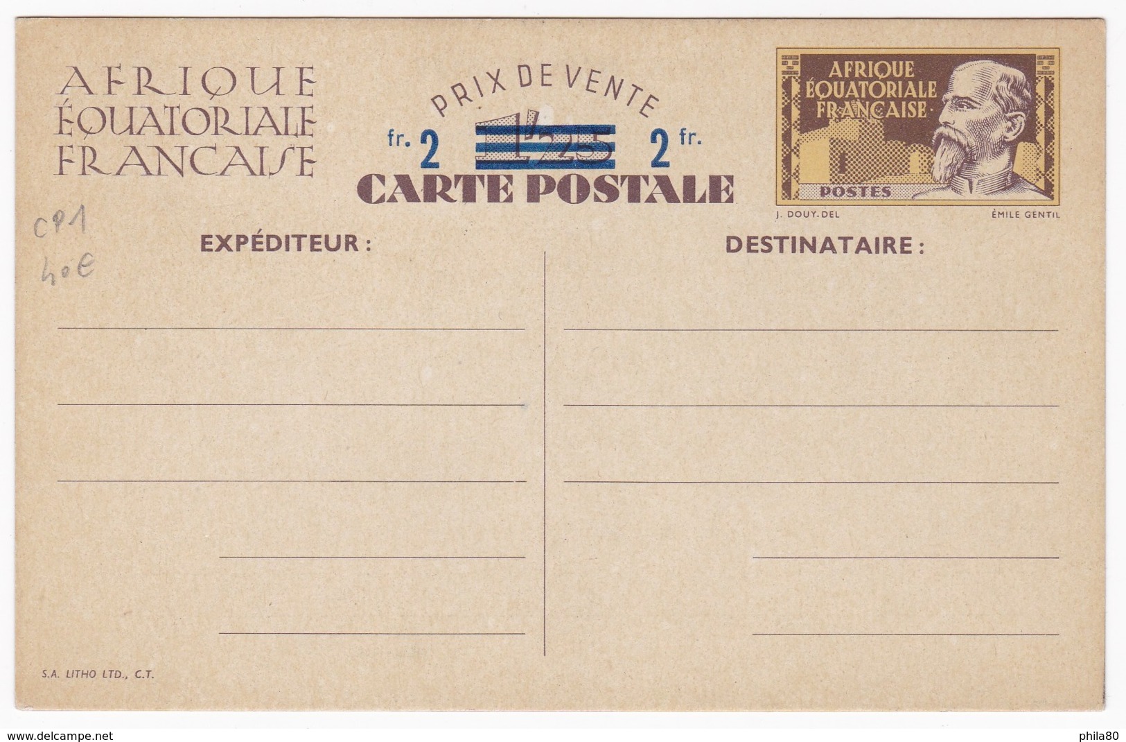 AEF Entier Posta  Carte Postale CP1 - Lettres & Documents