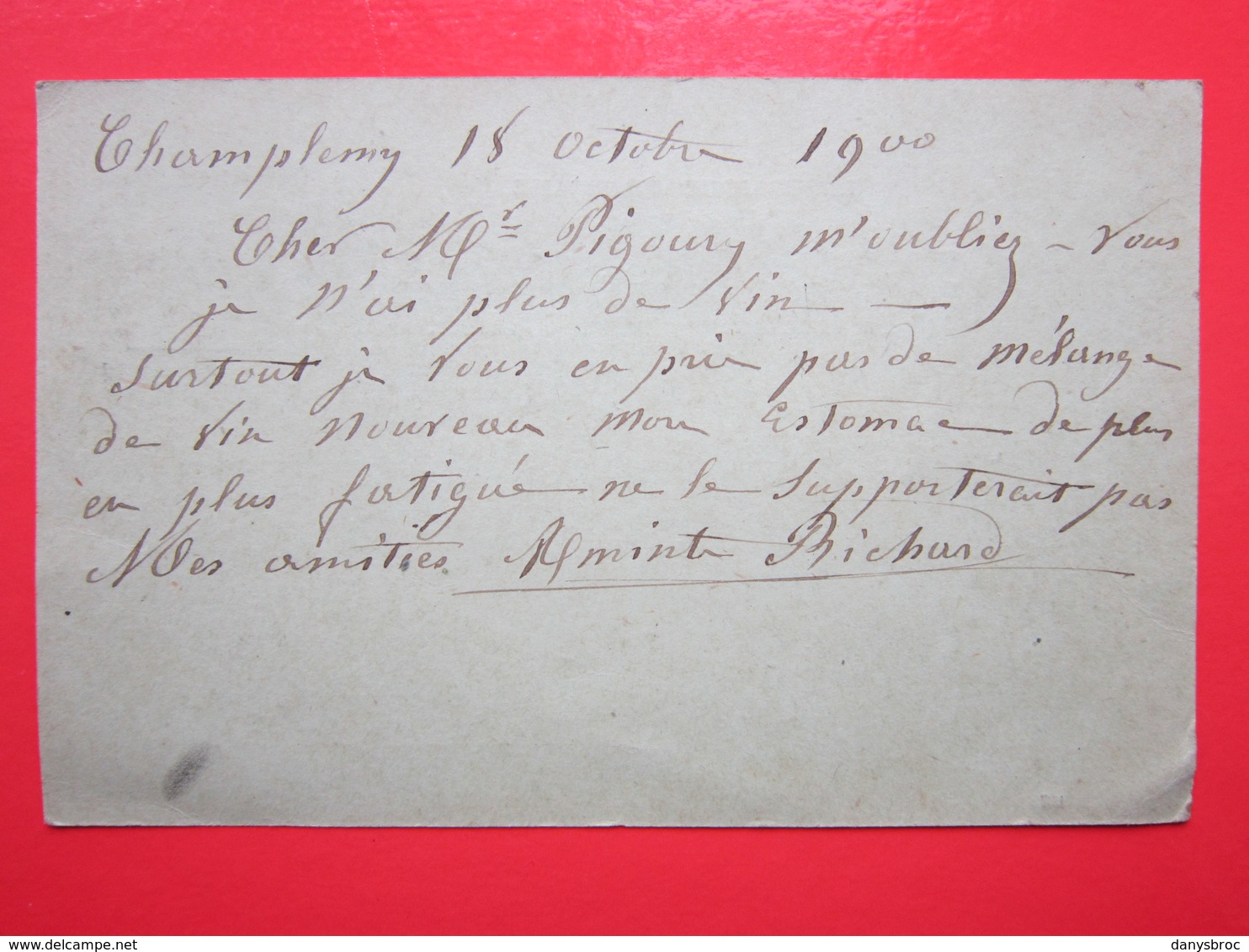 - Cp écrite à CHAMPLEMY (58) Le 18/10/1900 Oblitérée CHAMPLEMY & PREMERY (58) Timbre Entier Type SAGE - Cartoline Postali E Su Commissione Privata TSC (ante 1995)