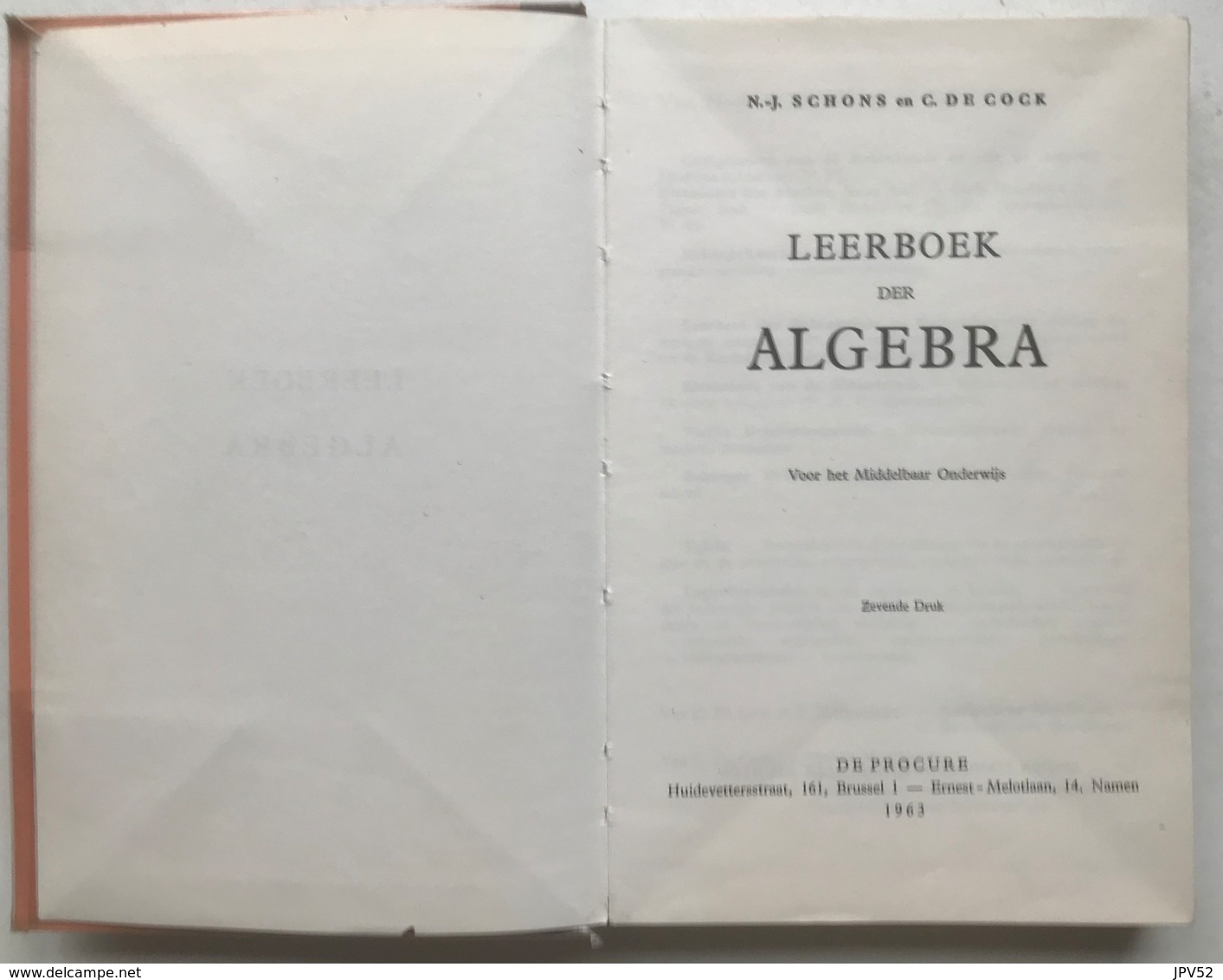 (29) Leerboek Van Algebra - De Procure - 1963 - 412p. - Scolaire