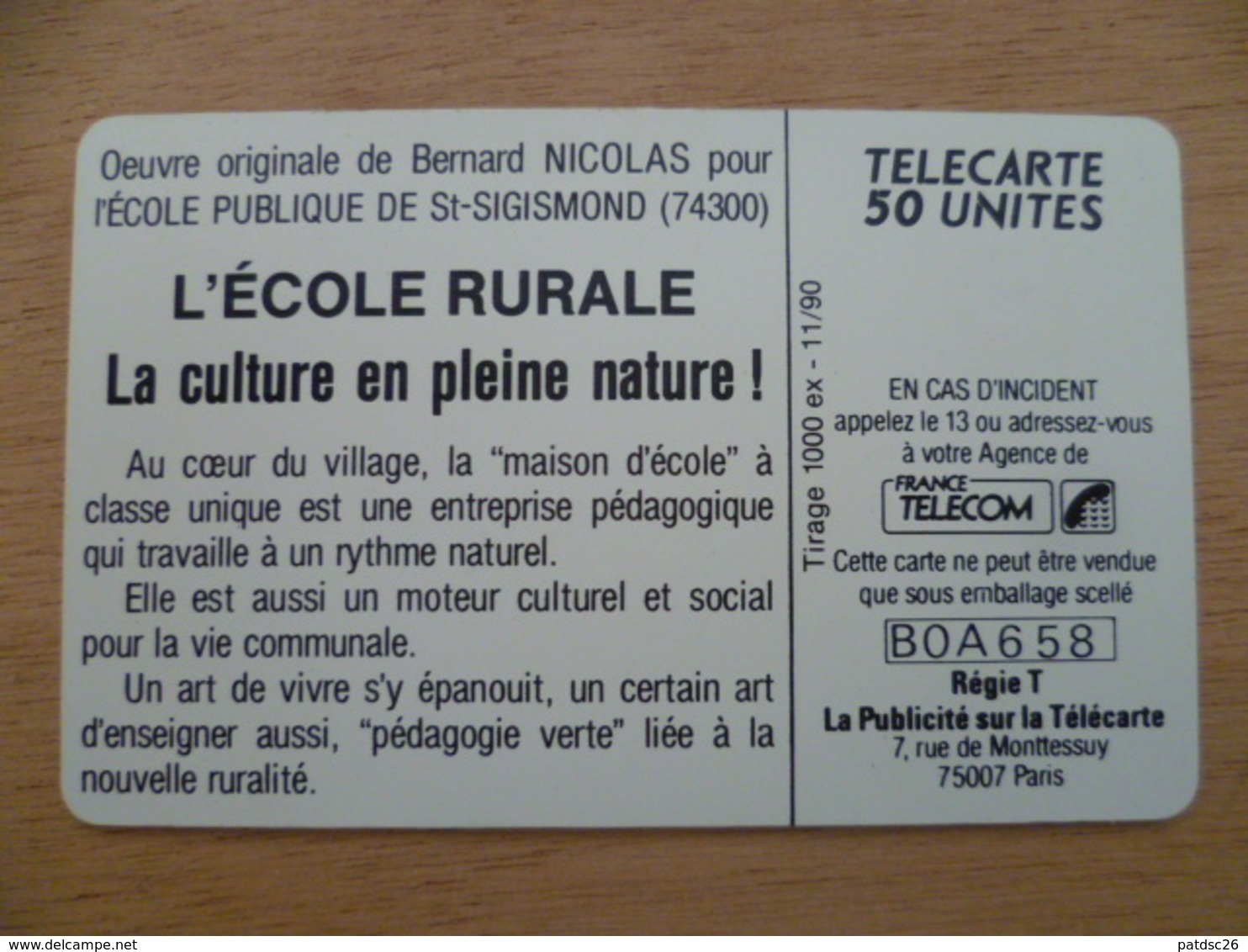 TELECARTE 50 U 1000 EX L'ECOLE RURALE ST SIGISMOND  HAUTE SAVOIE - 50 Unités   