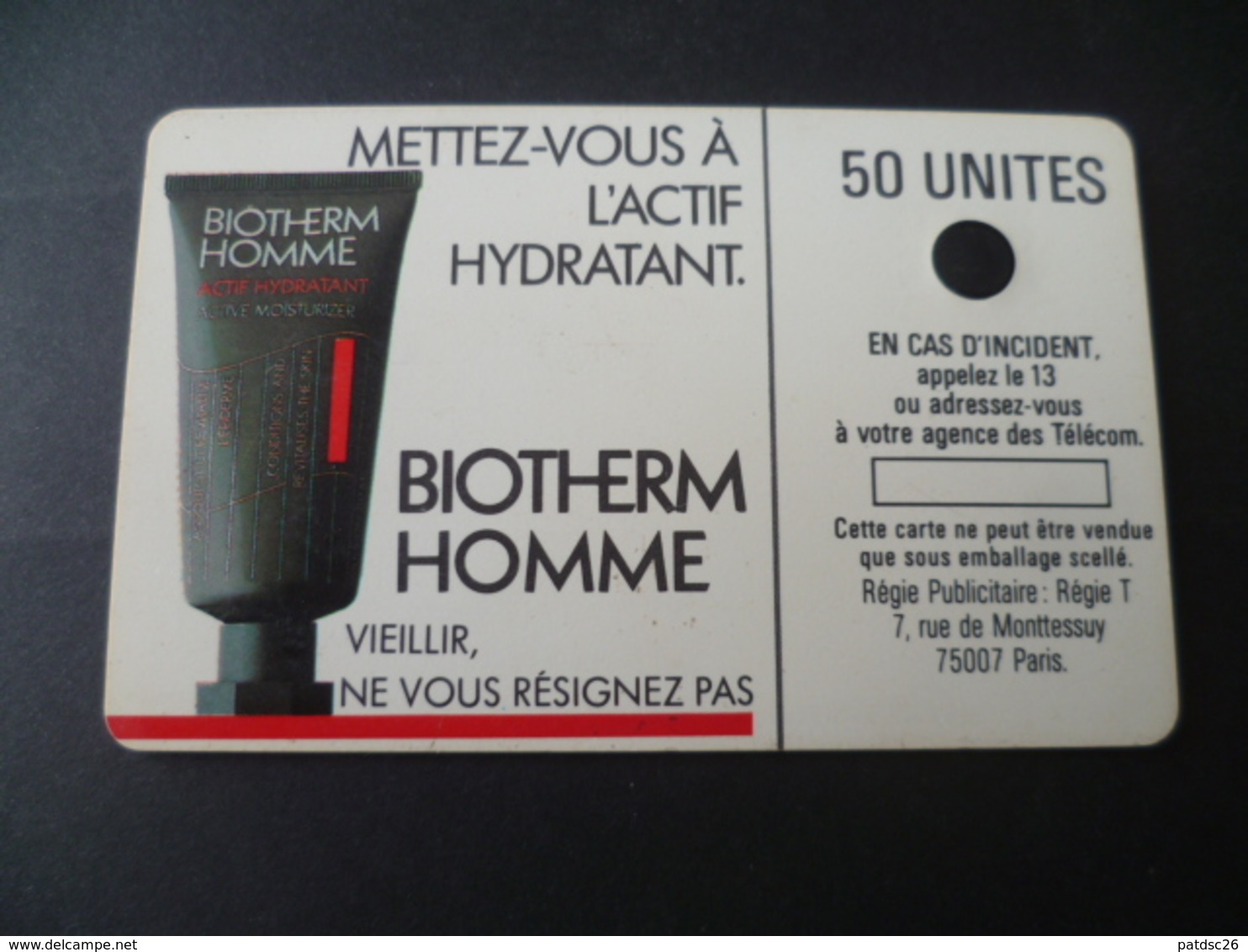 TELECARTE  BIOTHERM 50 U   UTILISEE - 1987