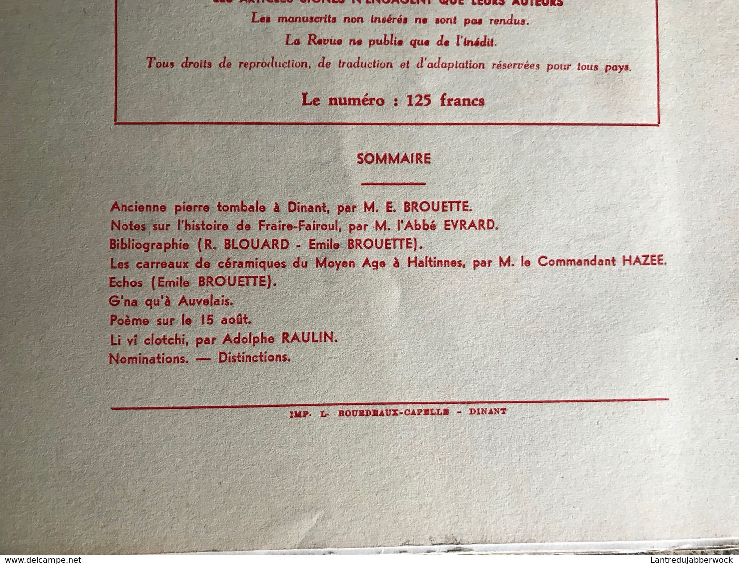 LE GUETTEUR WALLON 3 1966 Régionalisme Pierre Tombale Dinant Fraire-Fairoul Céramique Haltinnes G'na Qu'à Auvelais Chant - Bélgica