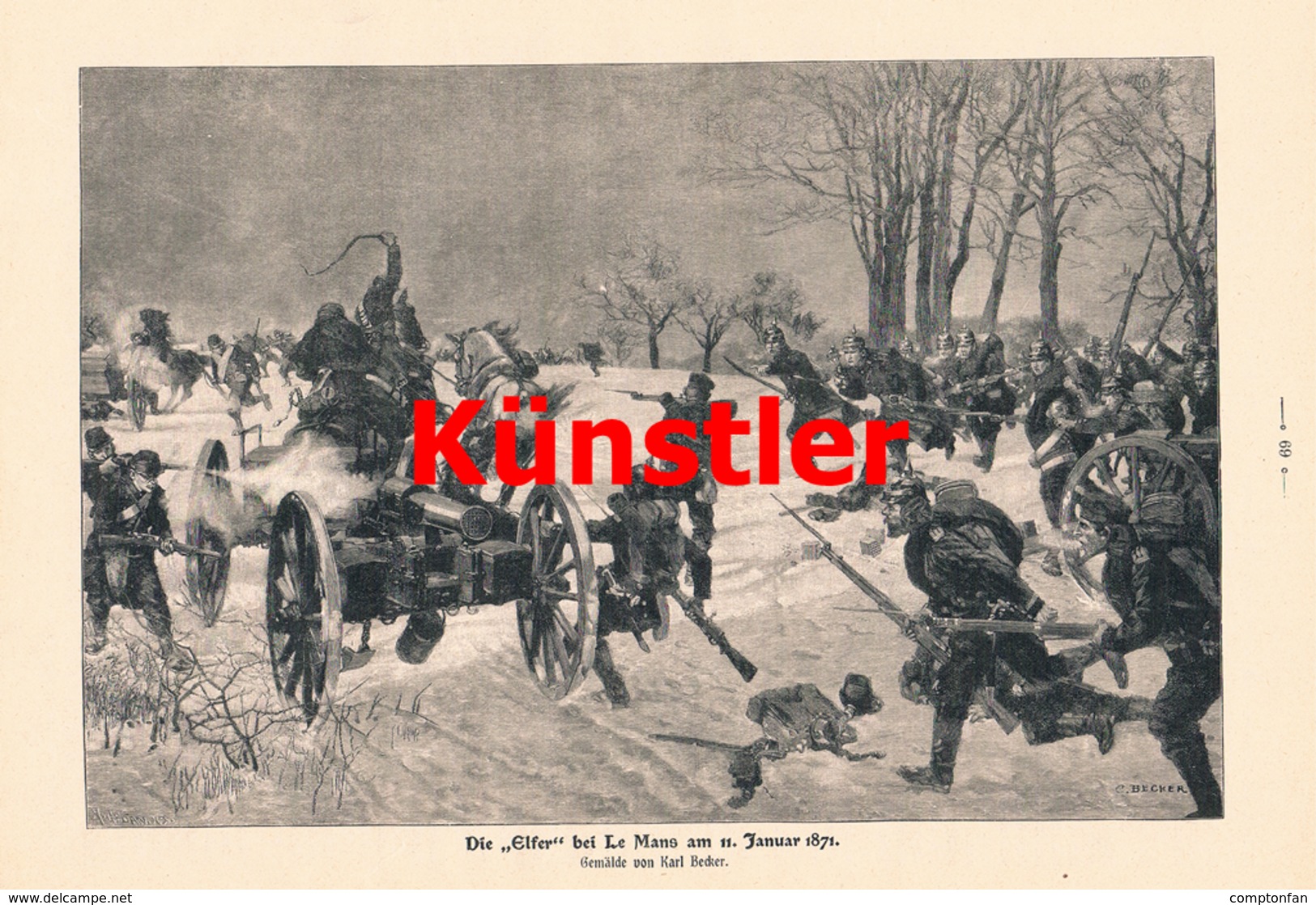 1745 Karl Becker Elfer Bei Le Mans 1871 Soldaten Druck 1905 !! - Dokumente