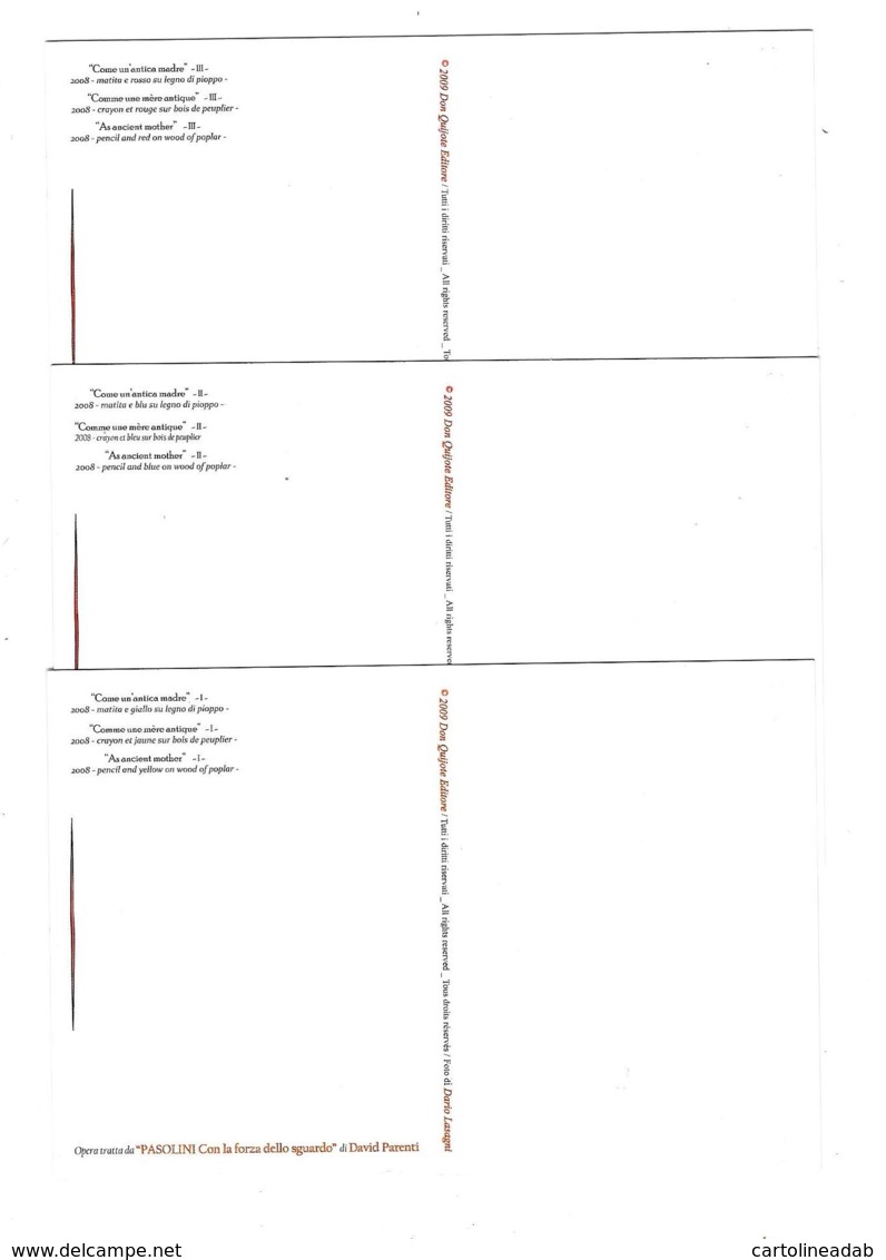 [MD4497] CPM - SERIE DI 3 CARTOLINE - PASOLINI - CON LA FORZA DELLO SGUARDO - DAVID PARENTI - PERFETTA - NV - Altri & Non Classificati