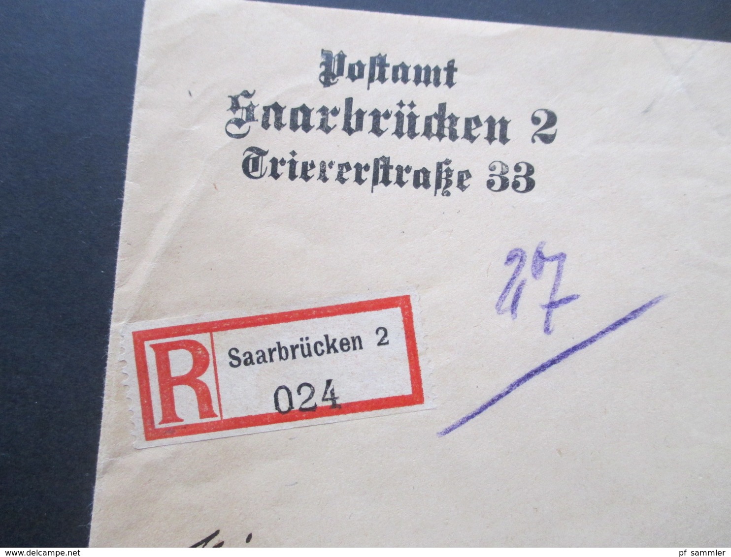 Saargebiet Verwendet Februar 1935  Nr. 119 EF Einschreiben Des Postamt Saarbrücken 2 Triererstraße 33 Nach Krim - Briefe U. Dokumente