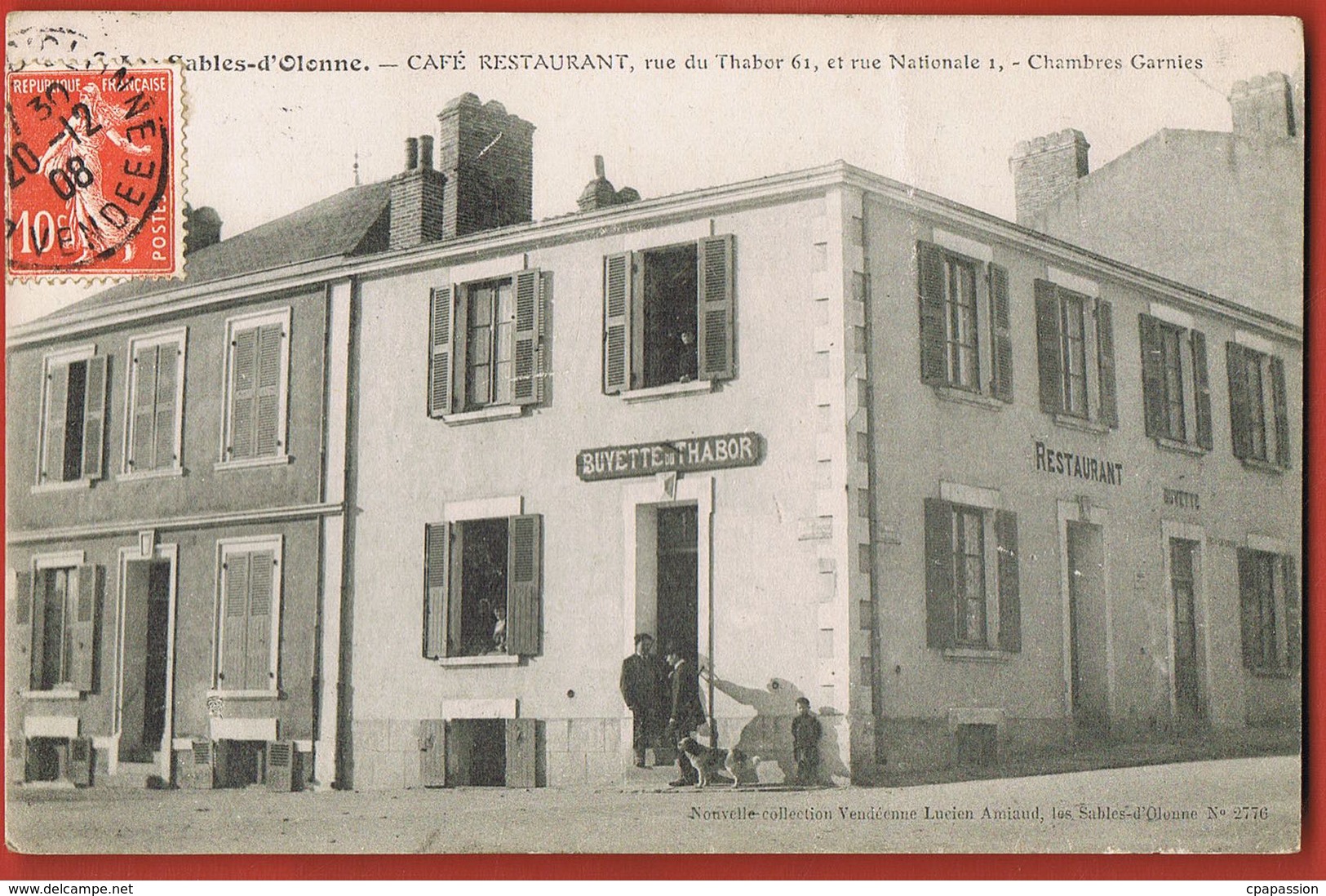 CPA 85- Les SABLES D'OLONNE- Café Restaurant ,rue Du Thabor 61 Et Rue Nationale 1- Voyagée 1908 -Scans Recto Verso- - Sables D'Olonne