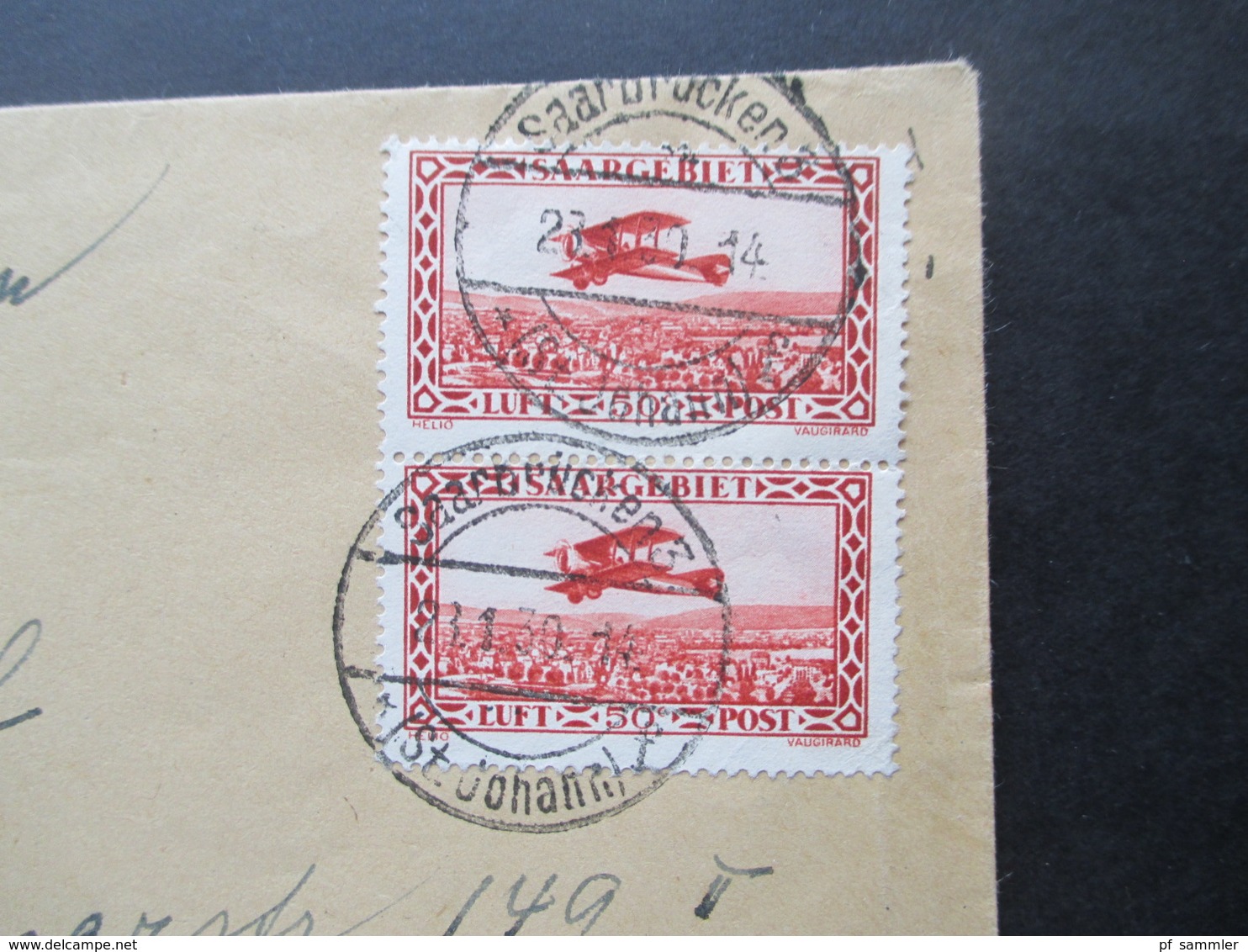 Saargebiet 1930 Flugpostmarken Nr. 126 / 127 MiF Einschreiben Saarbrücken 3 (St. Johann) Nach München Wertzeichenversand - Covers & Documents