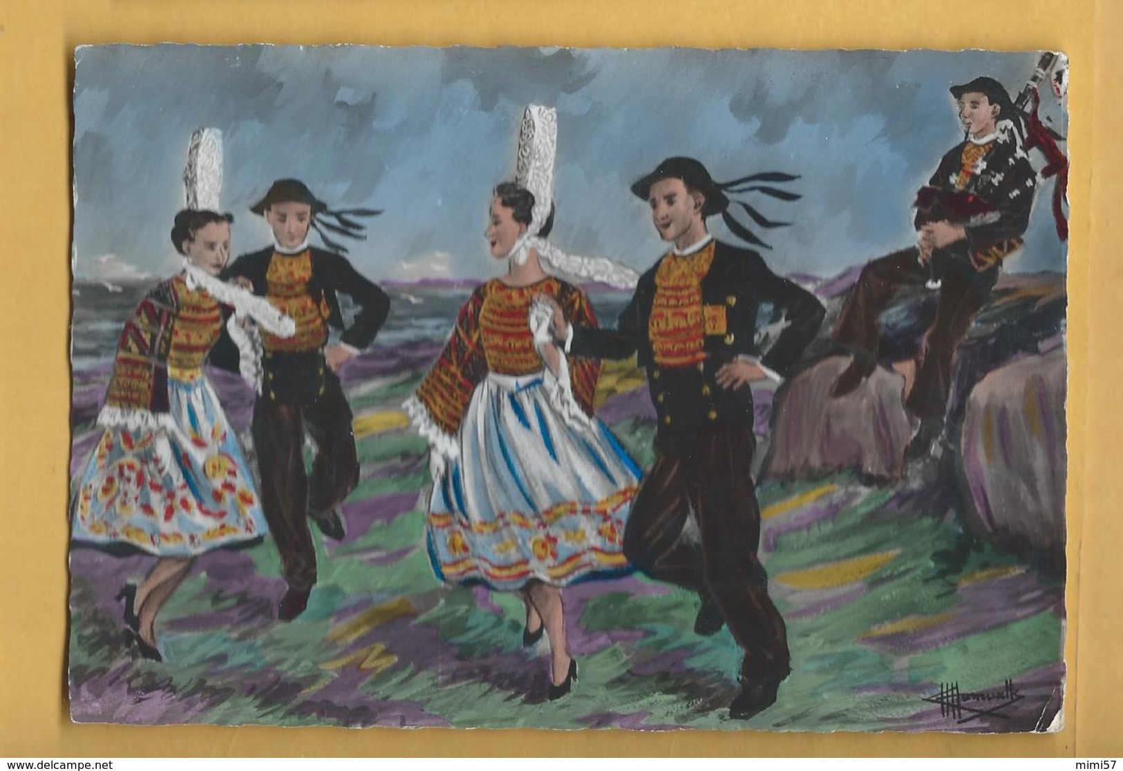 C.P.M. Dessin - Bretagne - Danse Bigoudène - Dances