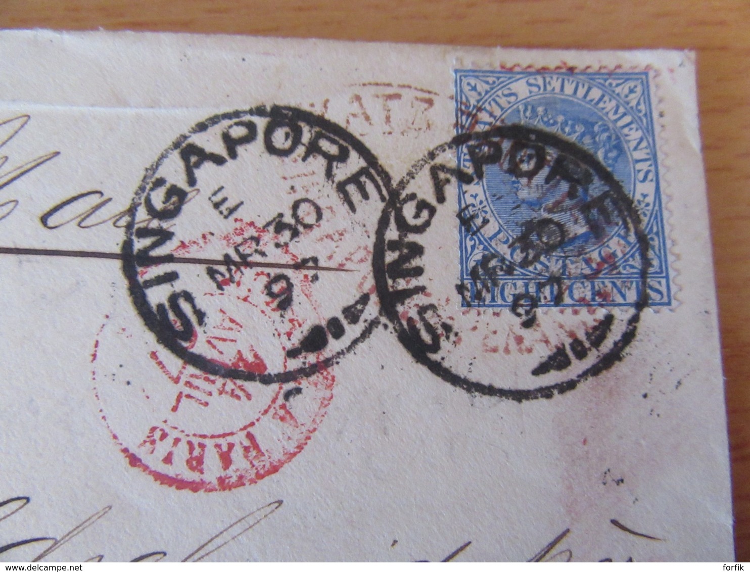 Singapour/Straits Settlements/Etablissements Des Détroits - Vers Marseille - Per English Mail - Cachet Rouge - 1897 - Singapour (...-1959)