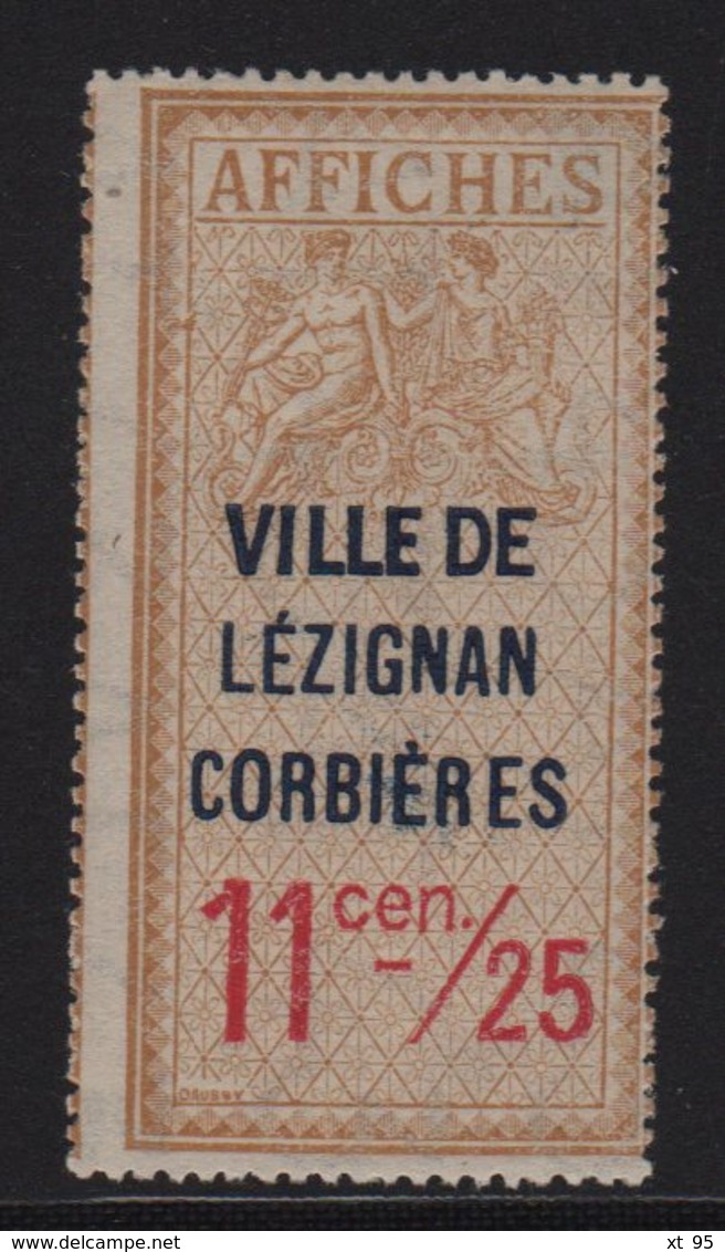 Fiscaux Locaux - Ville Lezignan Corbieres - 11cent25 - * Neuf Avec Trace De Charniere - Andere & Zonder Classificatie