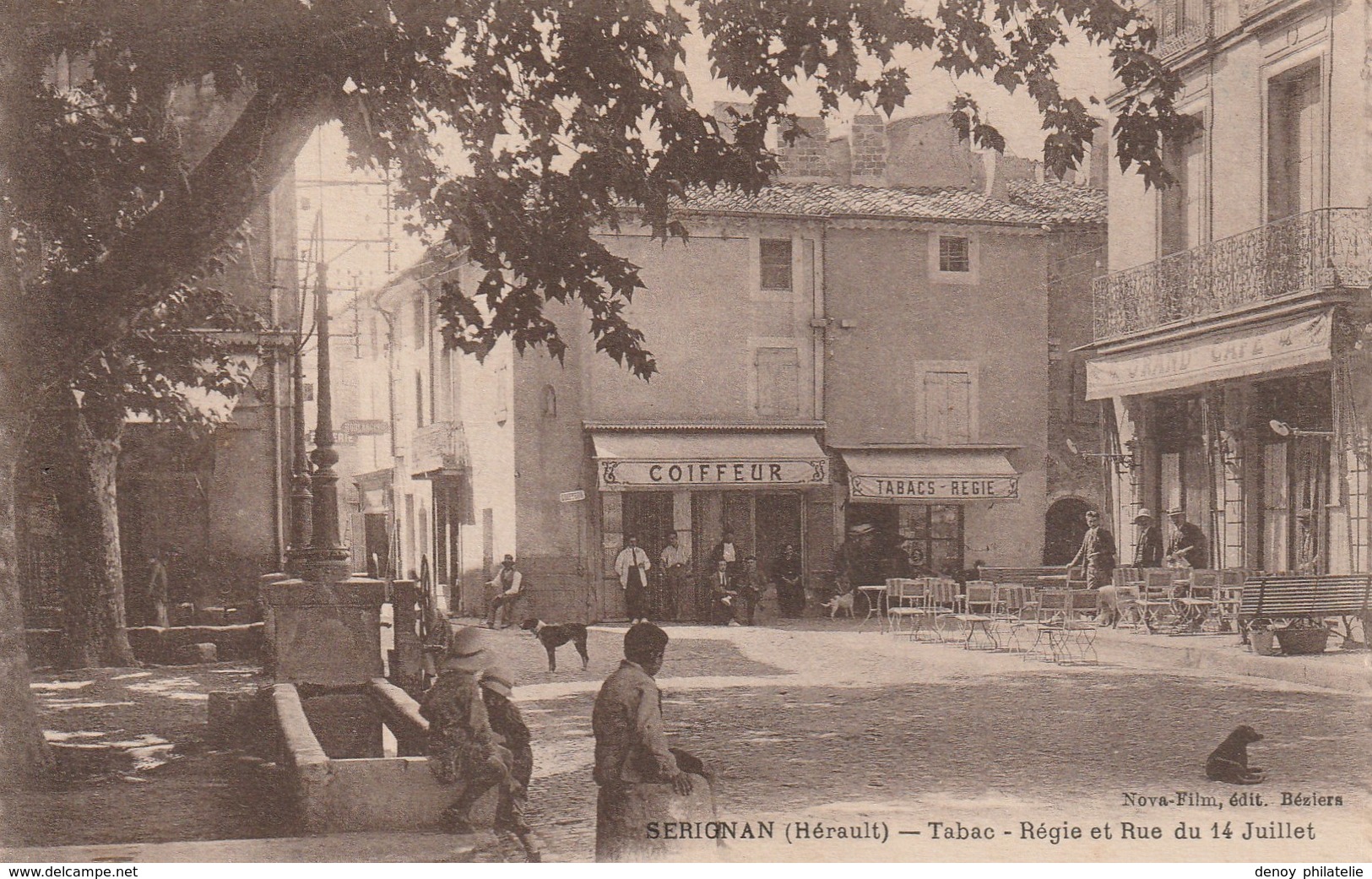 34/ Sérignan - - Tabac - Régie Et Rue Du 14 Juillet  -  Carte écrite Année 1930/ 1940 - Andere & Zonder Classificatie