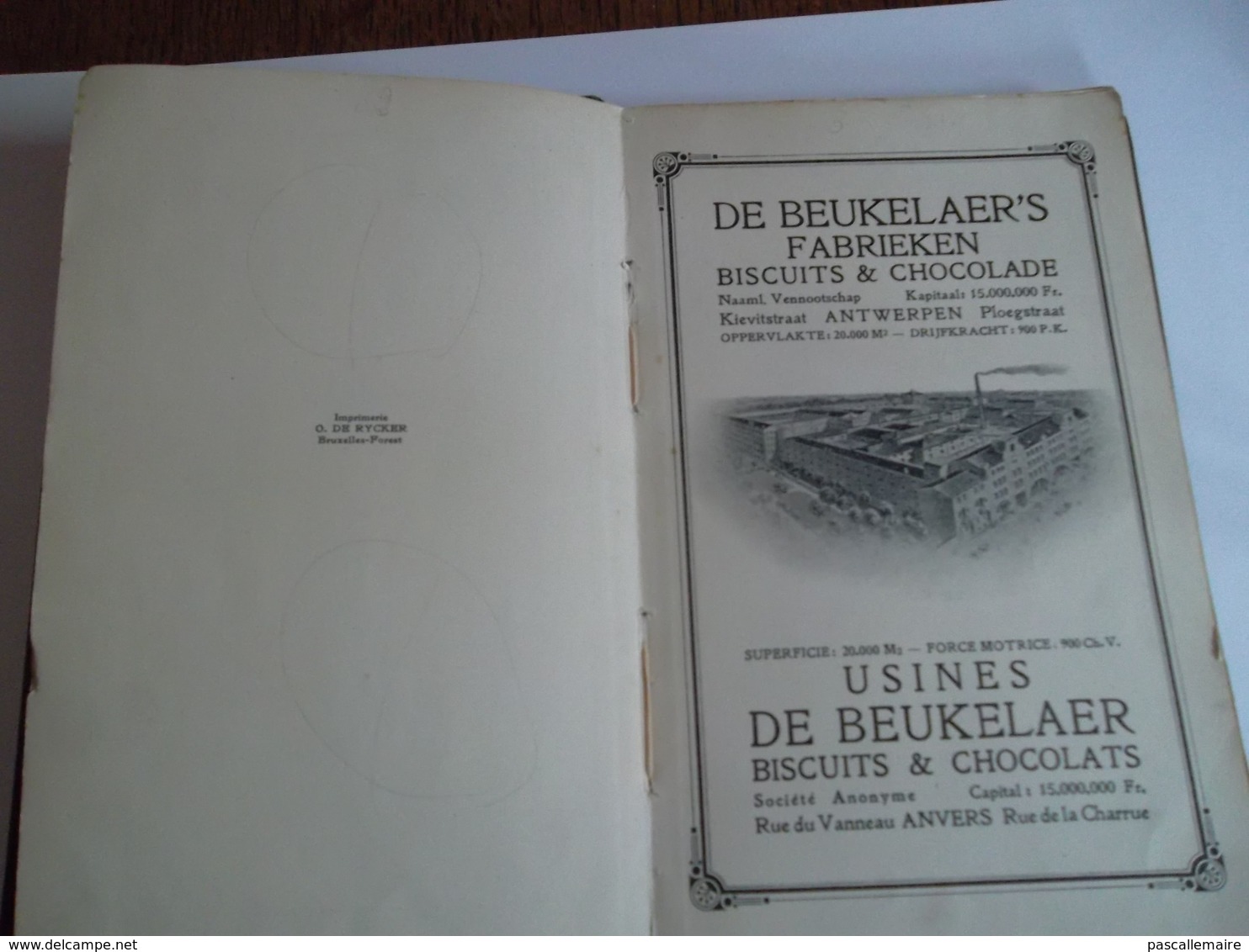 catalogue des biscuits et chocolats DE BEUKELAER'S 1923 imprimerie de Rycker Bruxelles