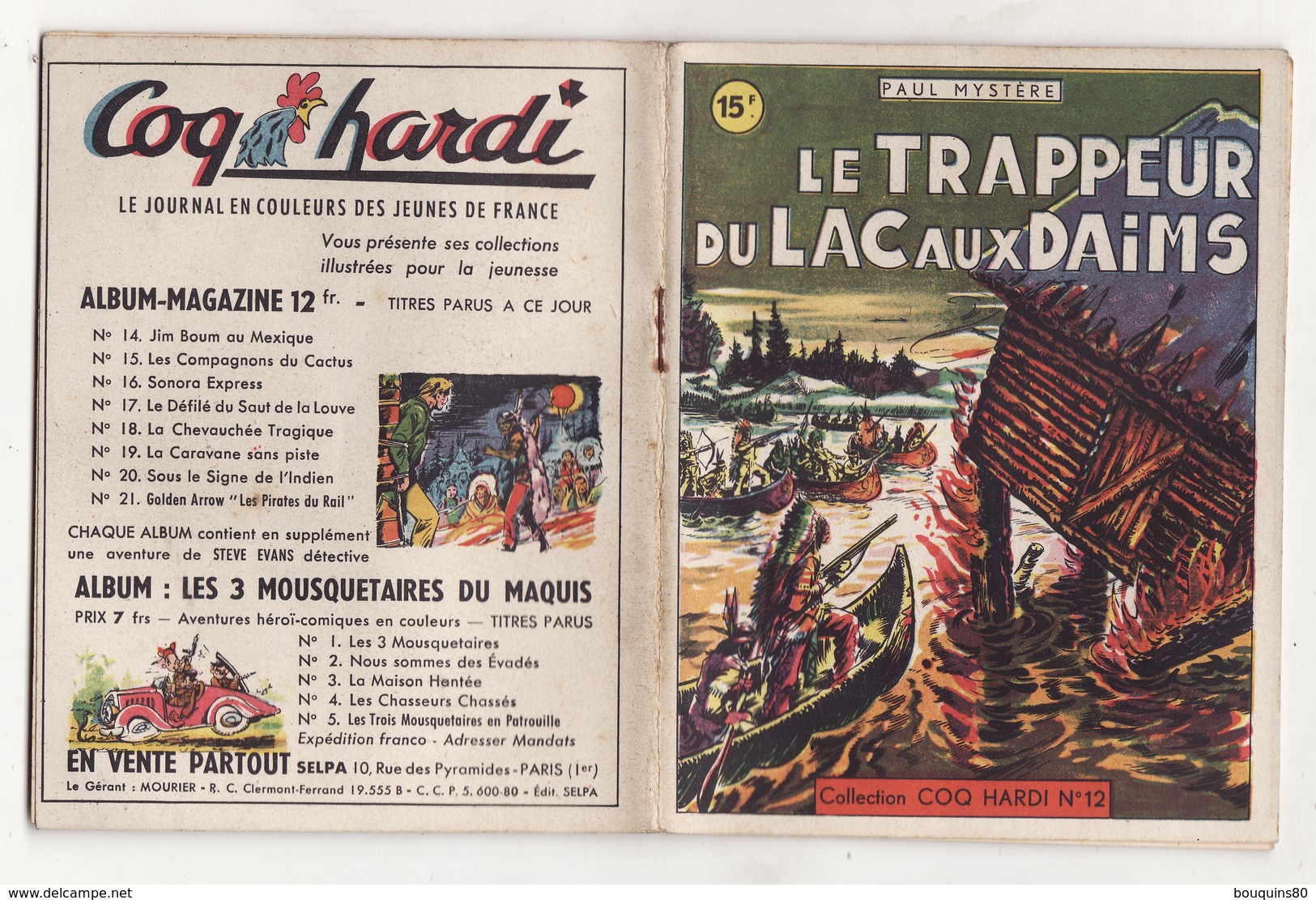 LE TRAPPEUR DU LAC AUX DAIMS De PAUL MYSTERE 1947 Collection COQ HARDI N°12 - Aventure