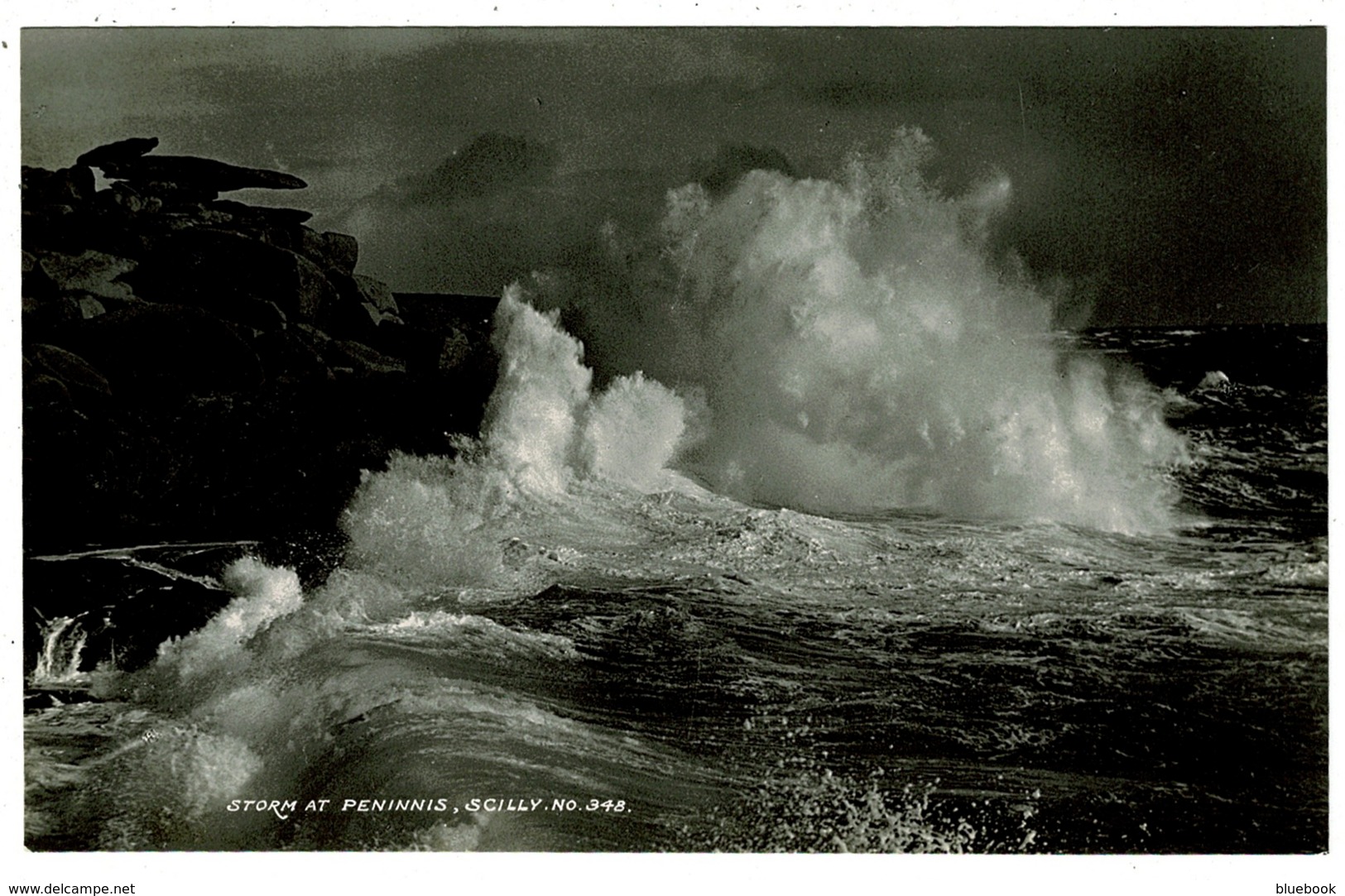 Ref 1340 - Early Real Photo Postcard - Storm At Peninnis - Scilly Isles Islands - Scilly Isles