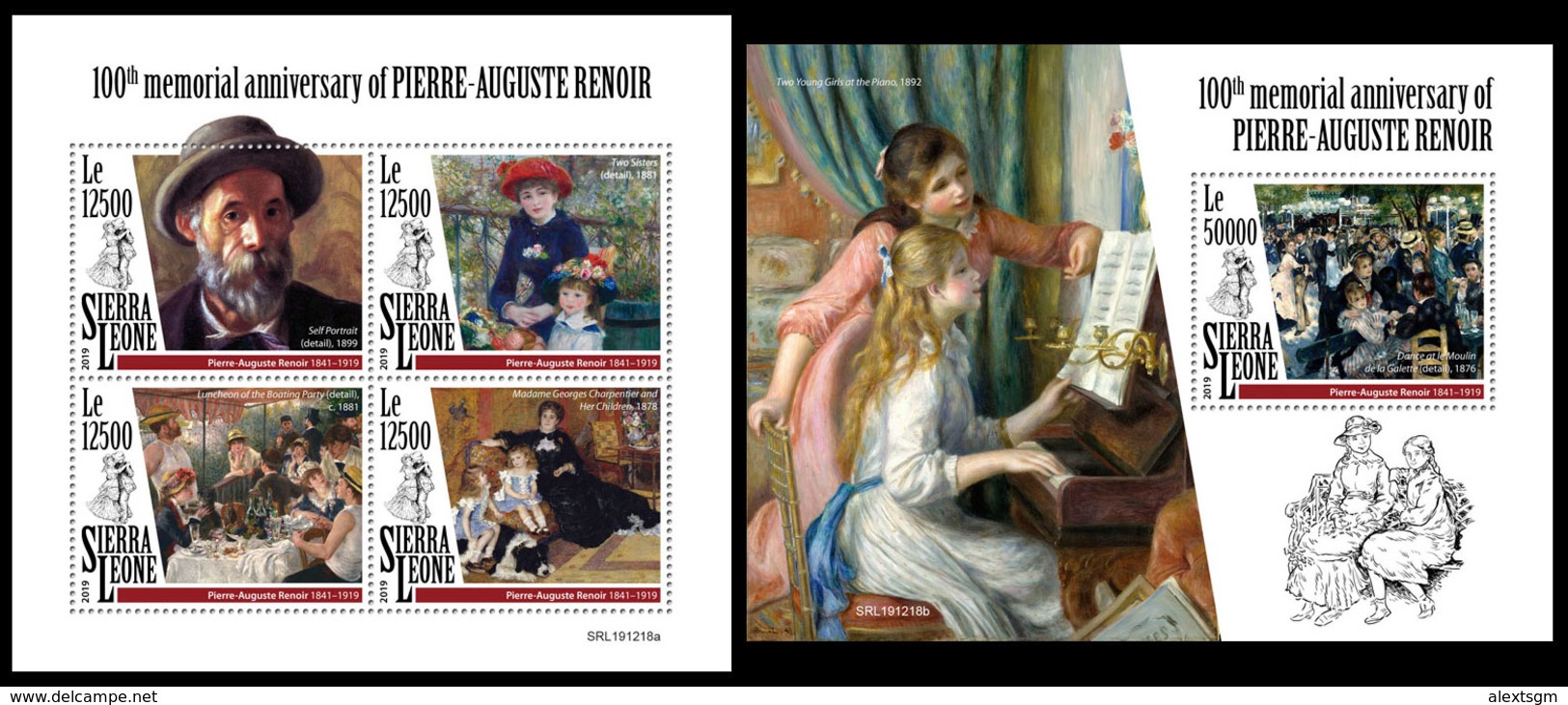 SIERRA LEONE 2019 - Pierre-Auguste Renoir. M/S + S/S Official Issue [SL191218] - Impressionismo