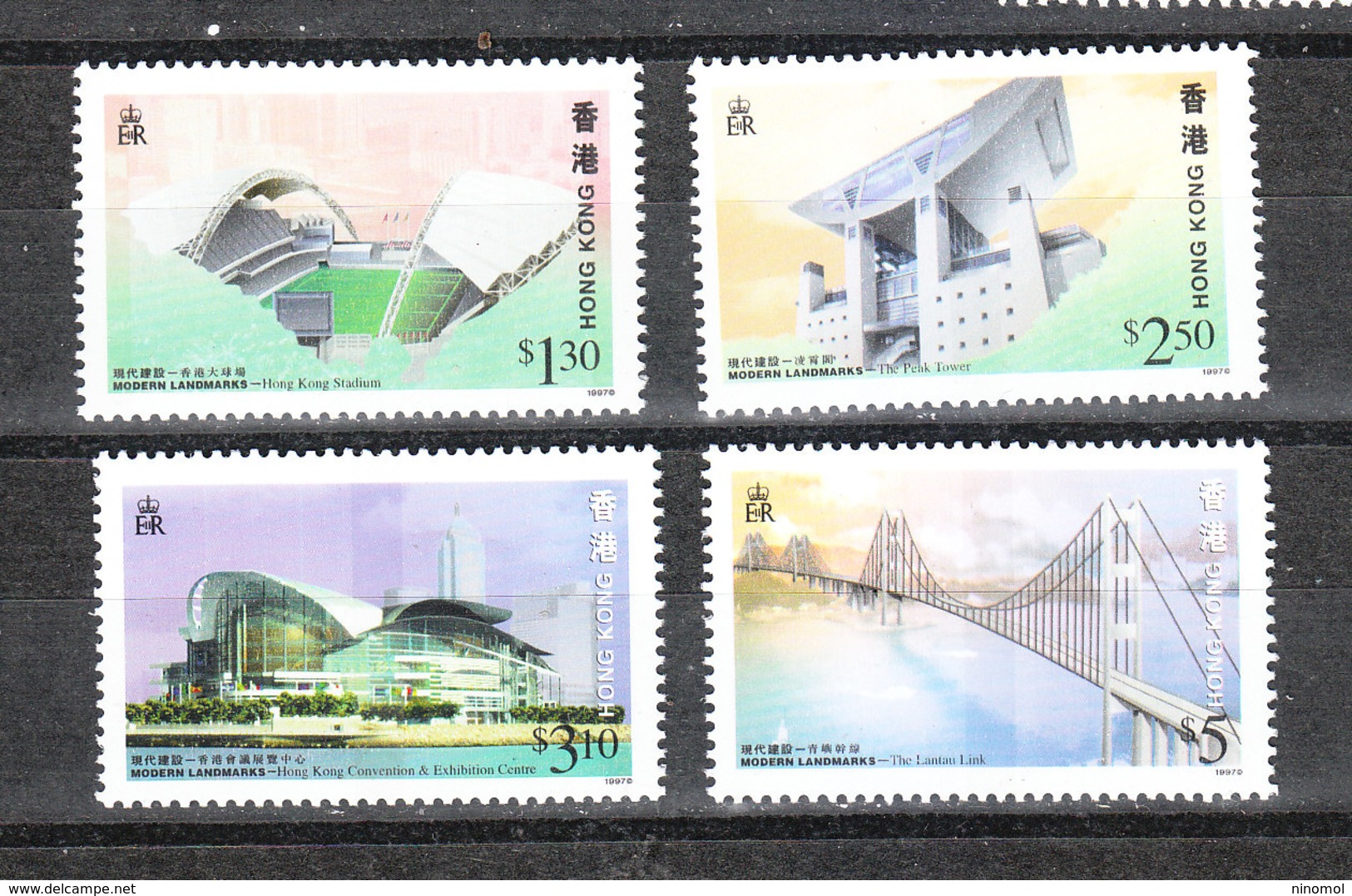 Hong Kong  - 1997. Architettura Moderna. Stadio, Torre, Ponte .Modern Architecture. Stadium, Tower, Bridge. Complete MNH - Ponts
