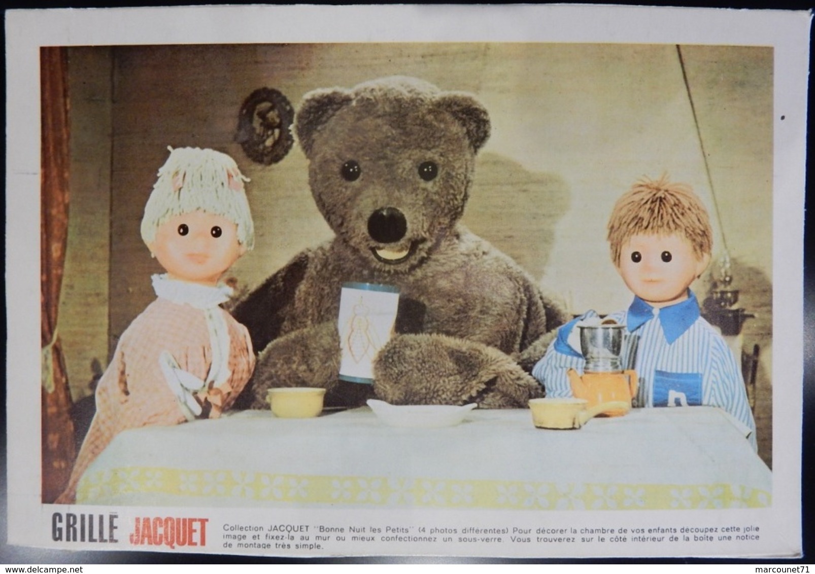 ANCIENNE PUBLICITÉ CARTONNÉE BISCOTTES JACQUET BONNE NUIT LES PETITS NOUNOURS - Publicités