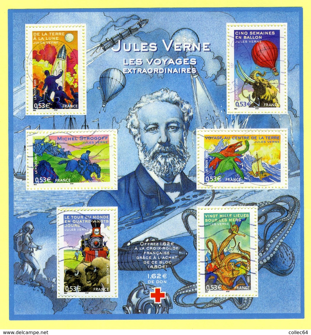 N°YT 3789 à 3794 (BF85) - Héros De Jules Verne (2005) - Bloc Reconstitué - Used Stamps