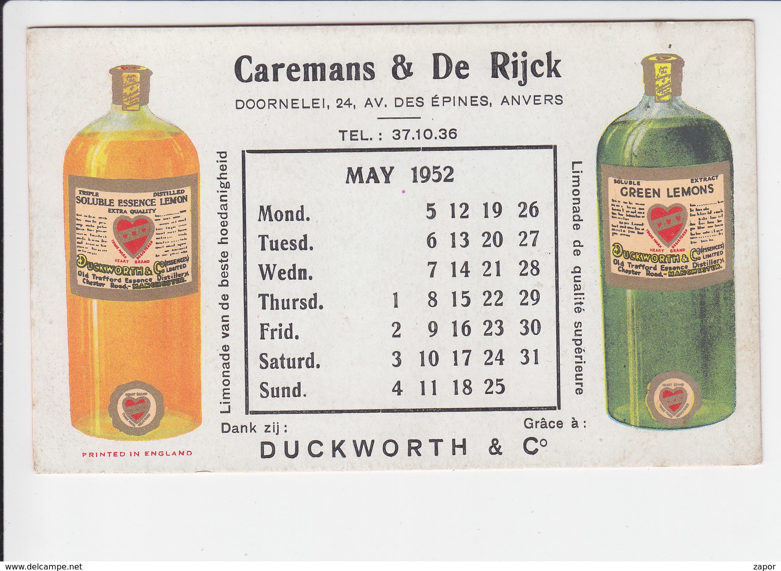 Vloeipapier / Buvard - Caremans & De Rijck - Duckworth & C° - Limonade - Antwerpen - Liqueur & Bière