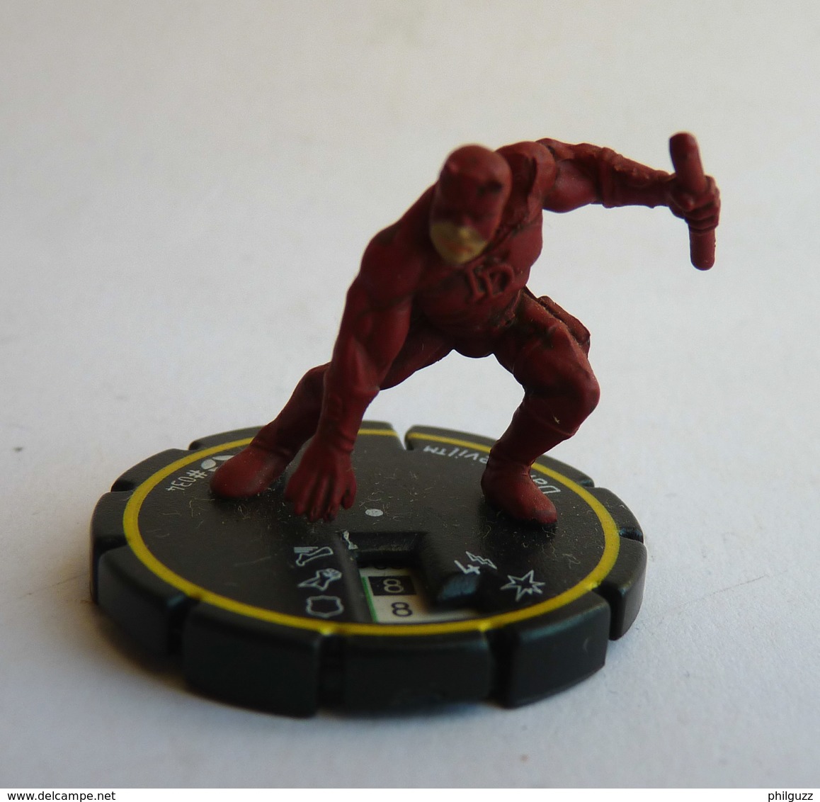 FIGURINE HEROCLIX MARVEL DARDEVIL ACCROUPI Rareté 2 Socle JAUNE - Marvel Heroes