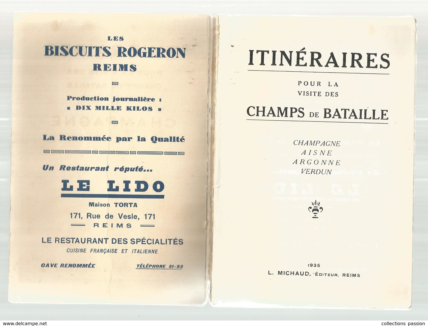 JC,itinéraires Pour La Visite Des Champs De Bataille En CHAMPAGNE ,librairie L. Michaud , 1935 ,5 Scans ,frais Fr 3.15 E - Guerre 1914-18