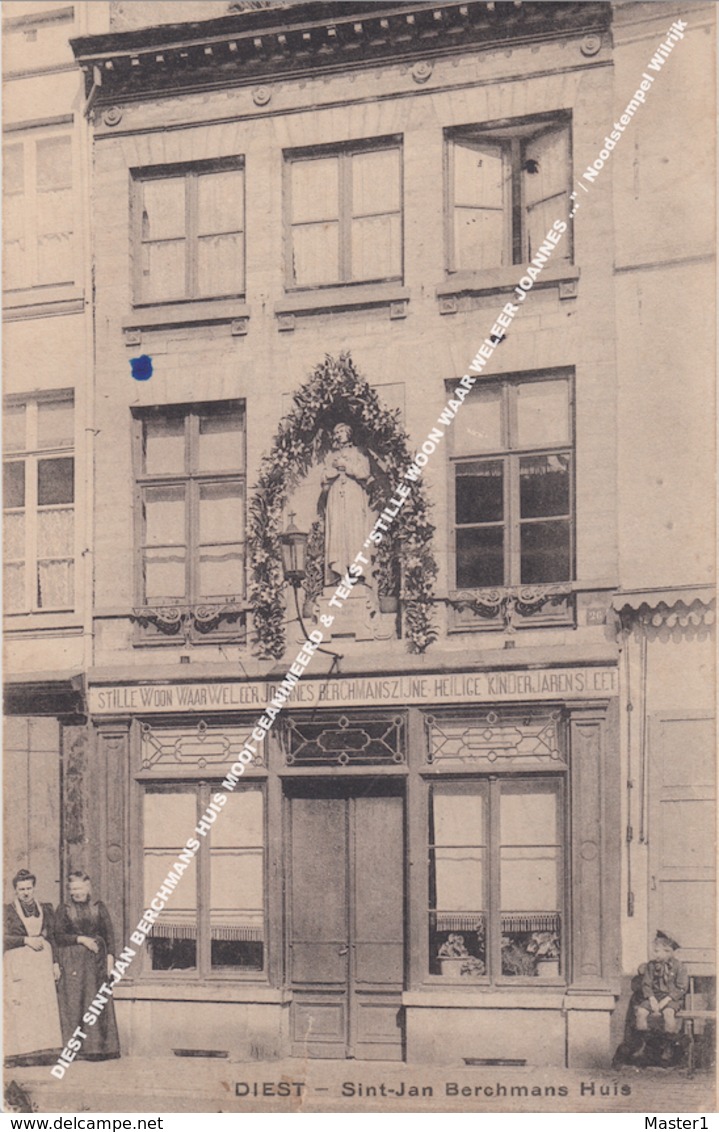 DIEST SINT-JAN BERCHMANS HUIS MOOI GEANIMEERD & TEKST "STILLE WOON WAAR WELEER JOANNES ..." / Noodstempel Wilrijk - Diest