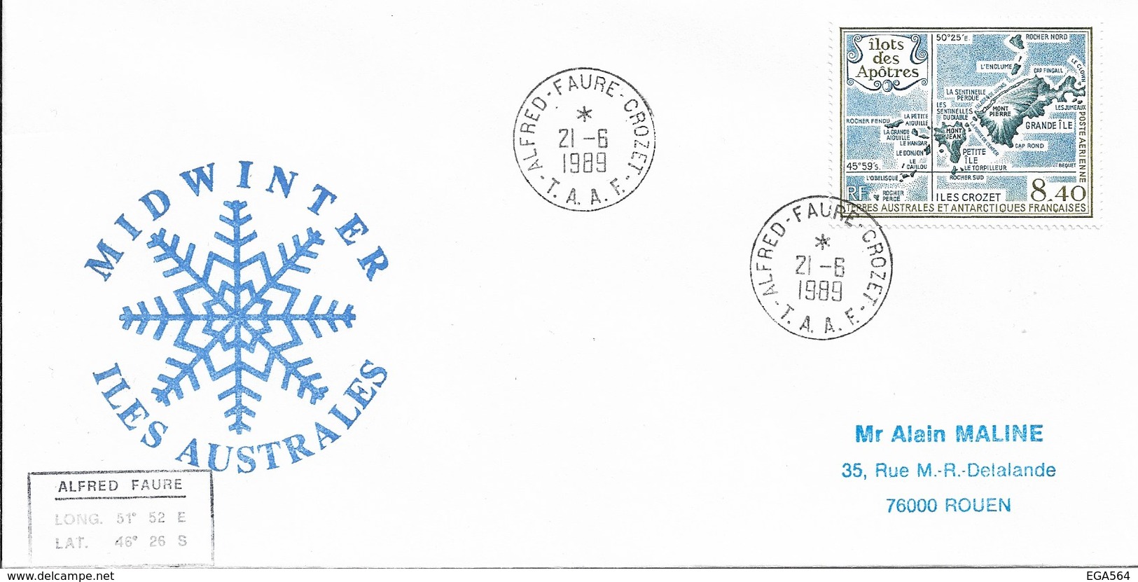 Bo1 - TAAF - PA 103 -Midwinter 21.6.1989 CROZET - - Cartas & Documentos