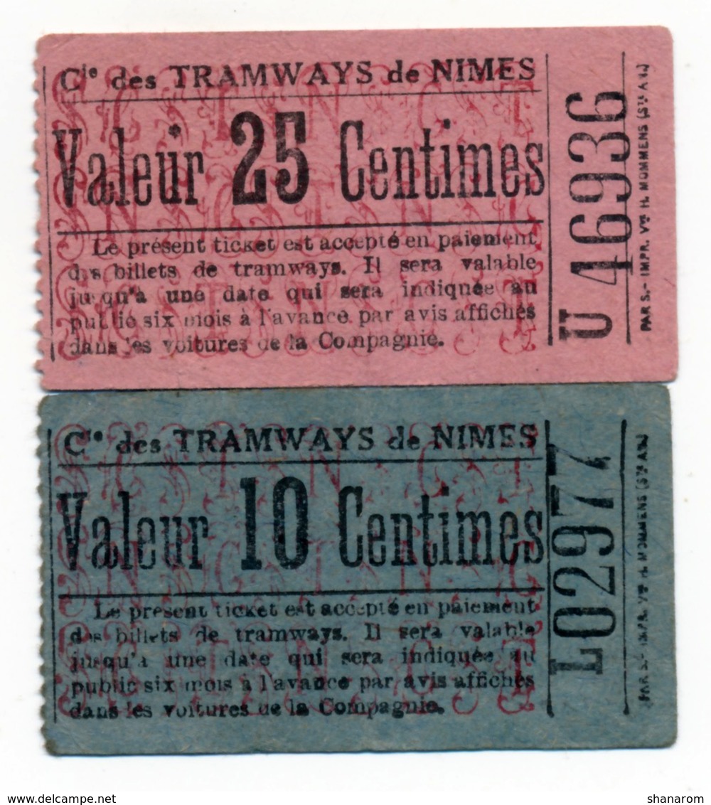 NIMES (GARD) // Compagnie De TRAMWAYS // 10 & 25 Centimes - Autres & Non Classés