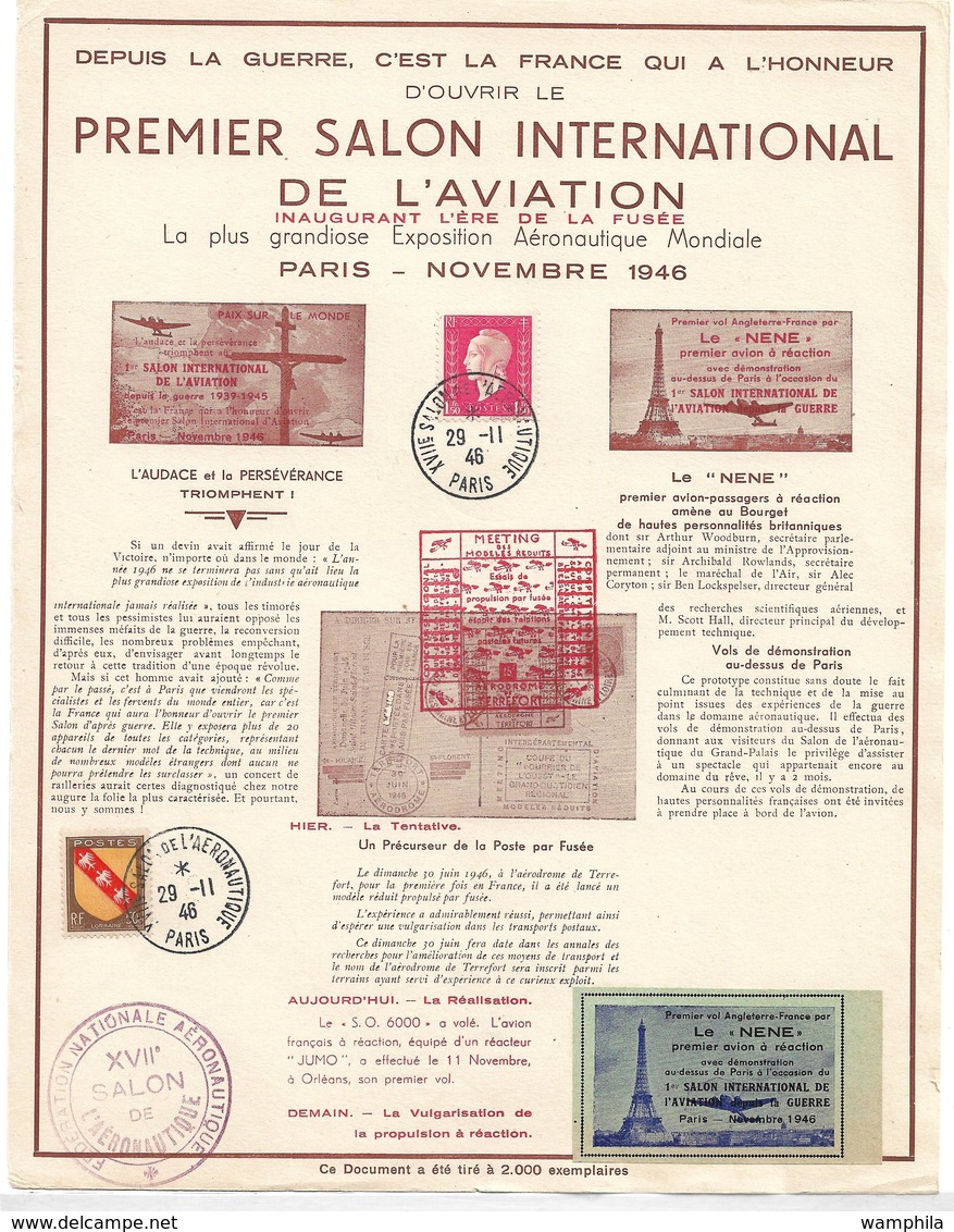 France et divers un lot de 250 vignettes + un document salon inter. de l'aviation.